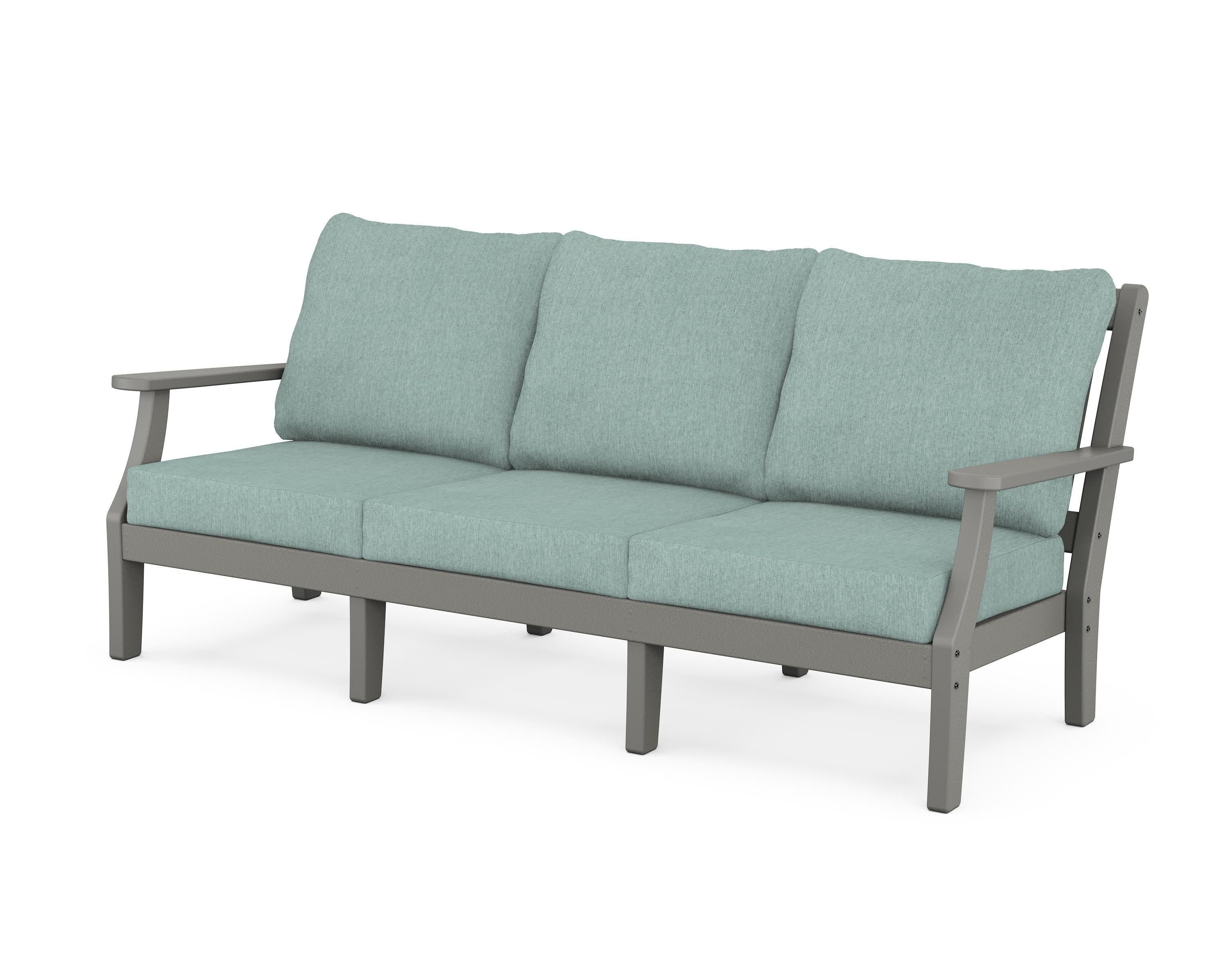 Chinoiserie Deep Seating Sofa in Slate Grey / Glacier Spa