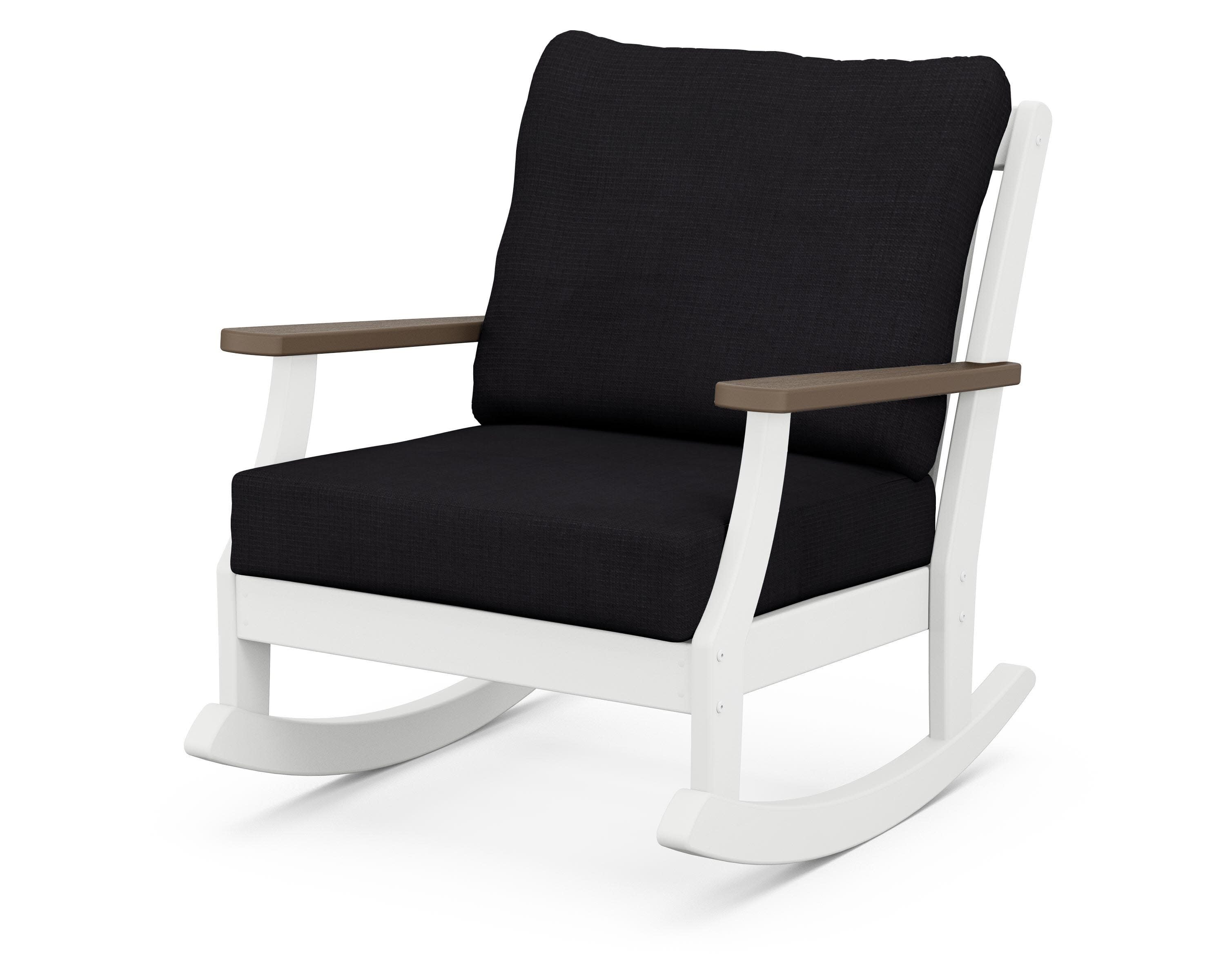 Braxton Deep Seating Rocking Chair in White / Kona / Midnight Linen