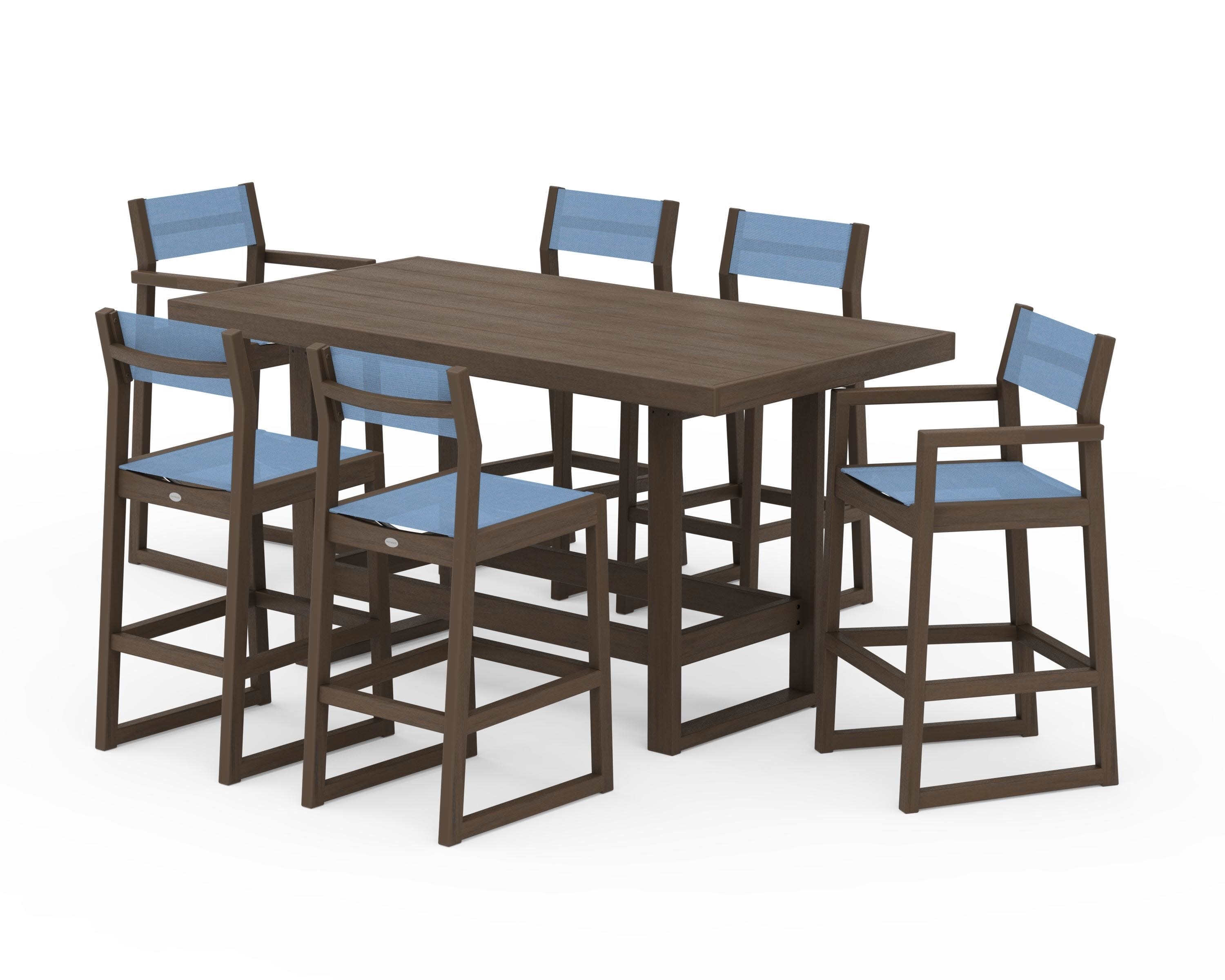 EDGE Sling 7-Piece Bar Table Set in Kona / Poolside Sling