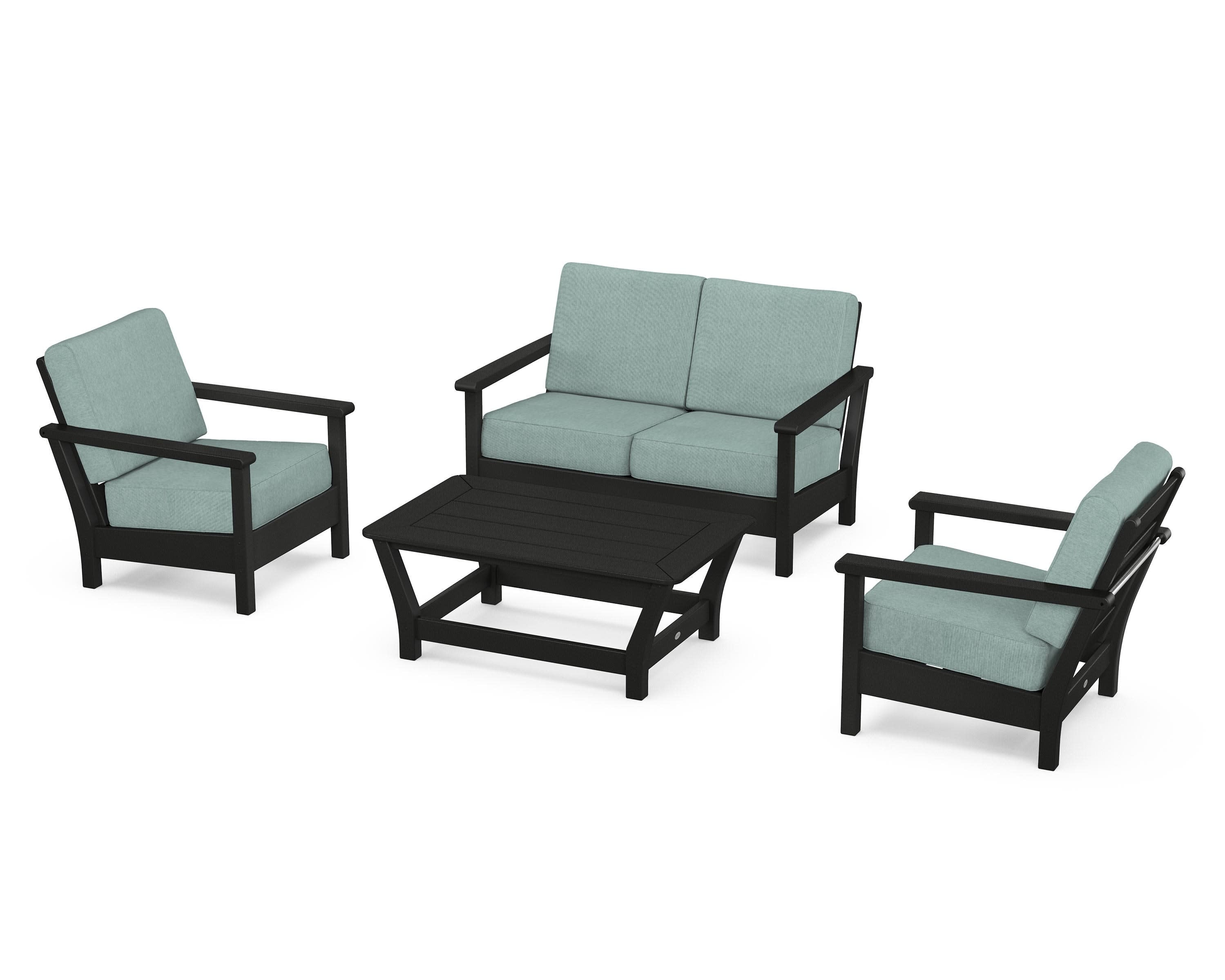 Harbour 4-Piece Deep Seating Set in Black / Glacier Spa