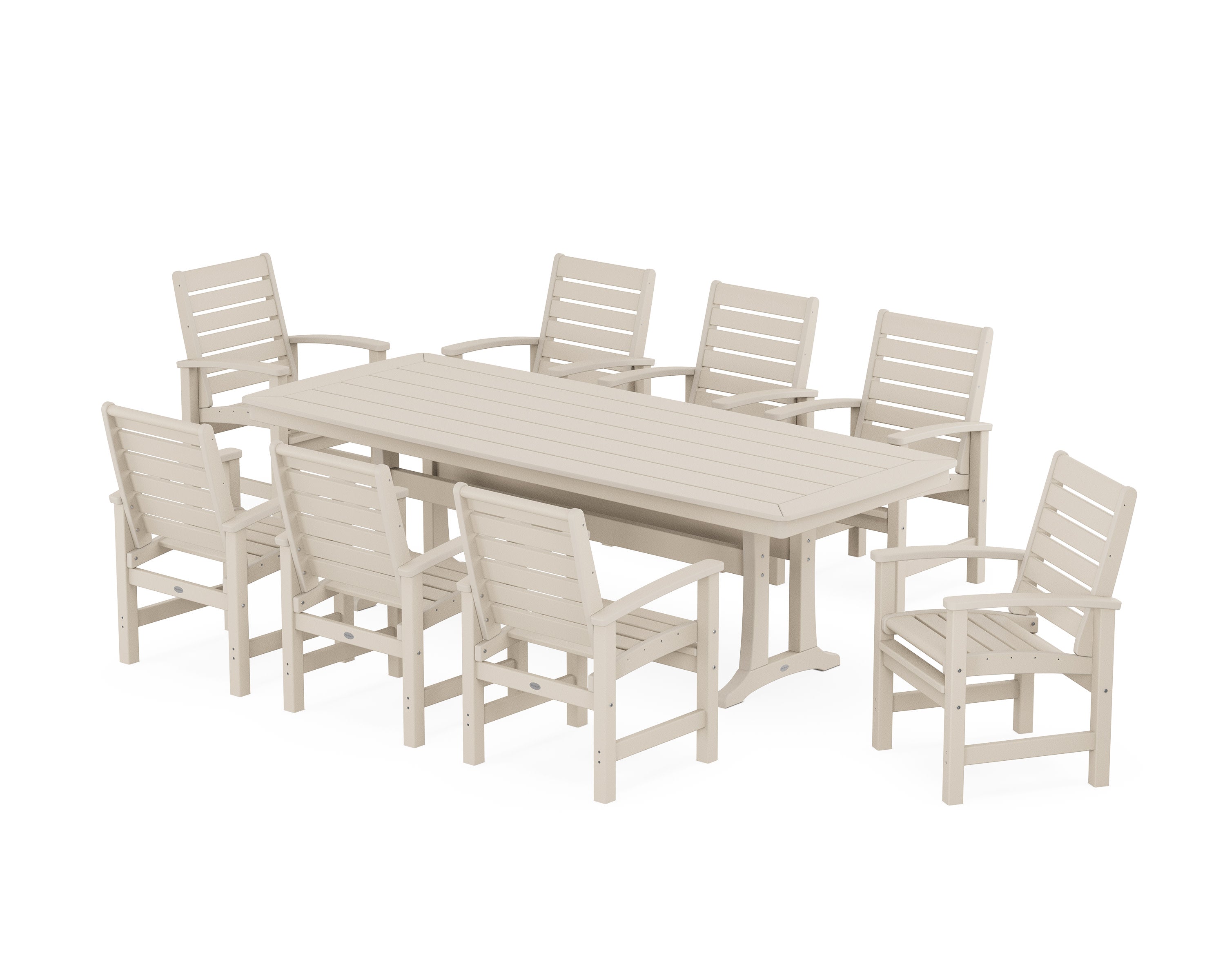 Signature 9-Piece Dining Set with Trestle Legs in Sand