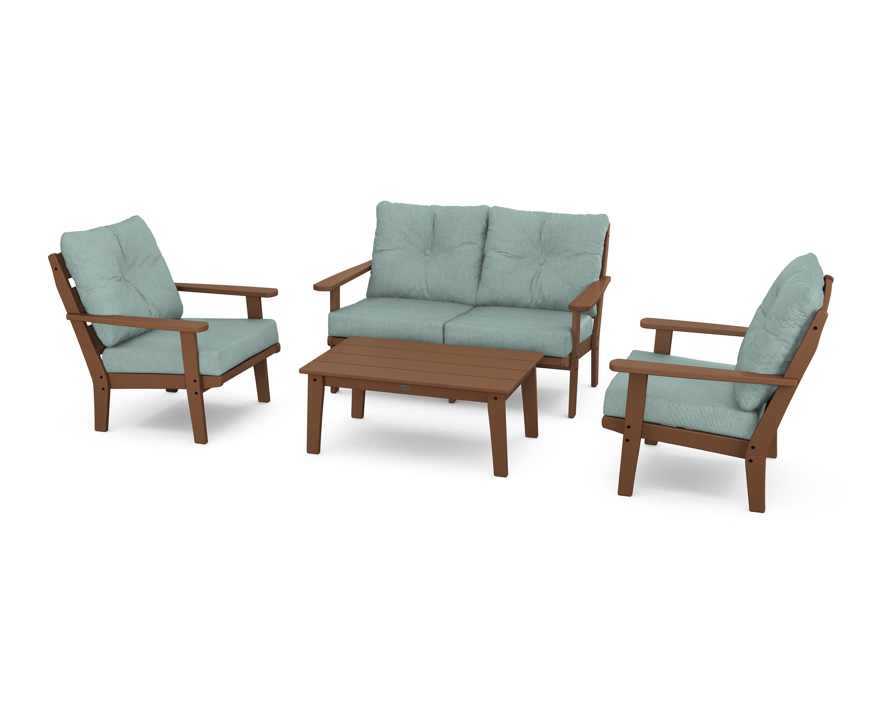 Lakeside 4-Piece Deep Seating Set in Teak / Glacier Spa