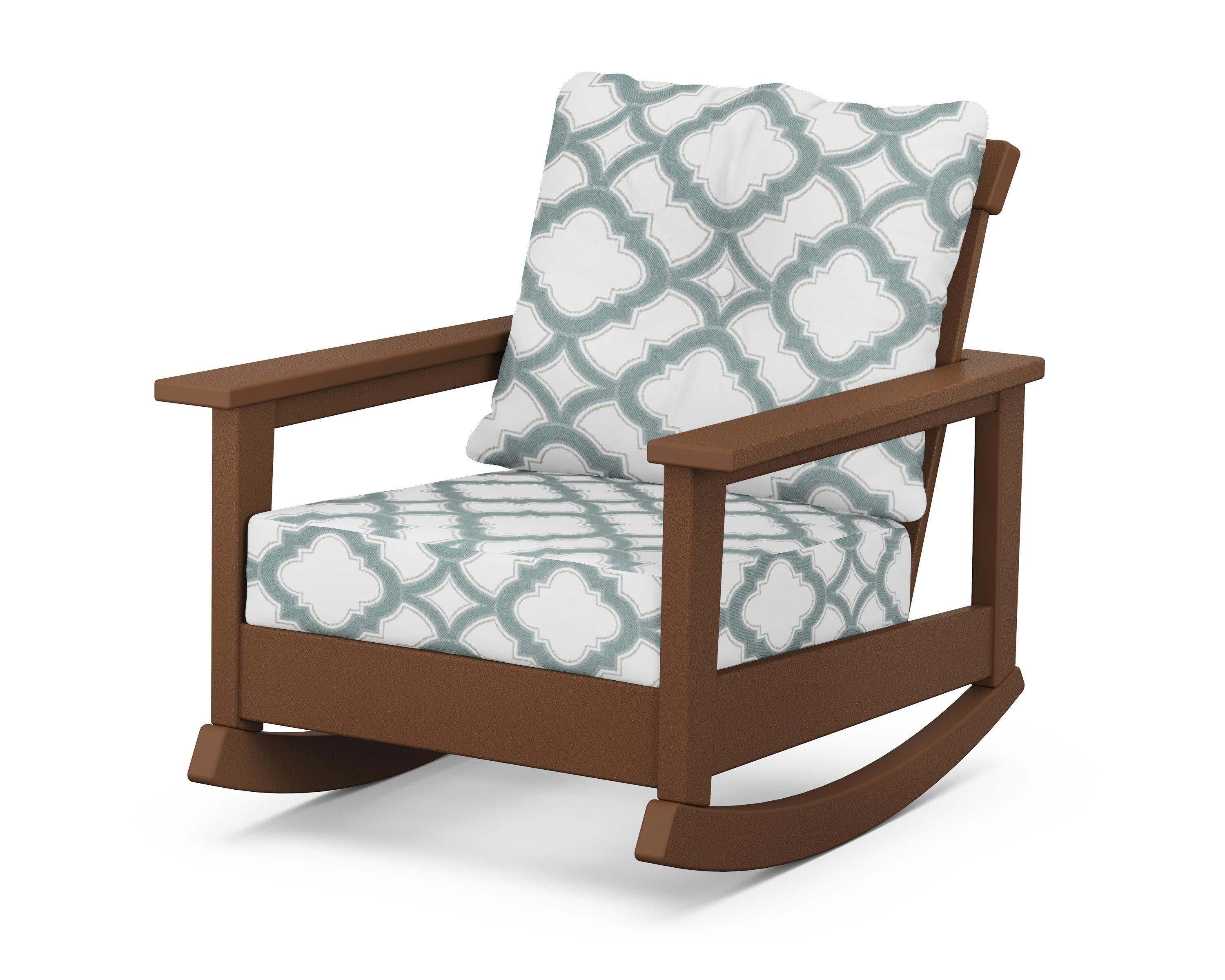 Prescott Deep Seating Rocking Chair in Teak / Trellis Glacier Spa