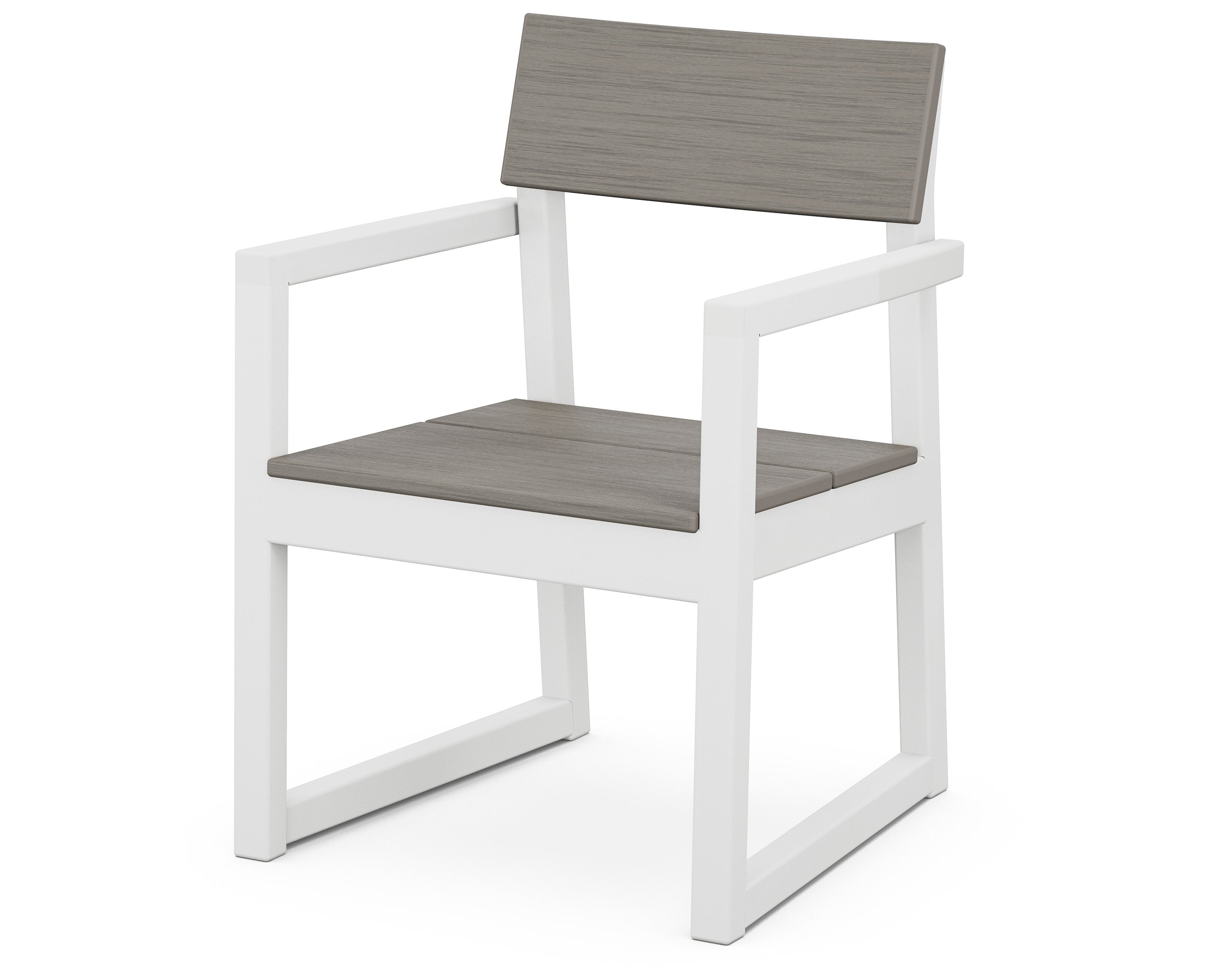 EDGE Dining Arm Chair in White / Driftwood