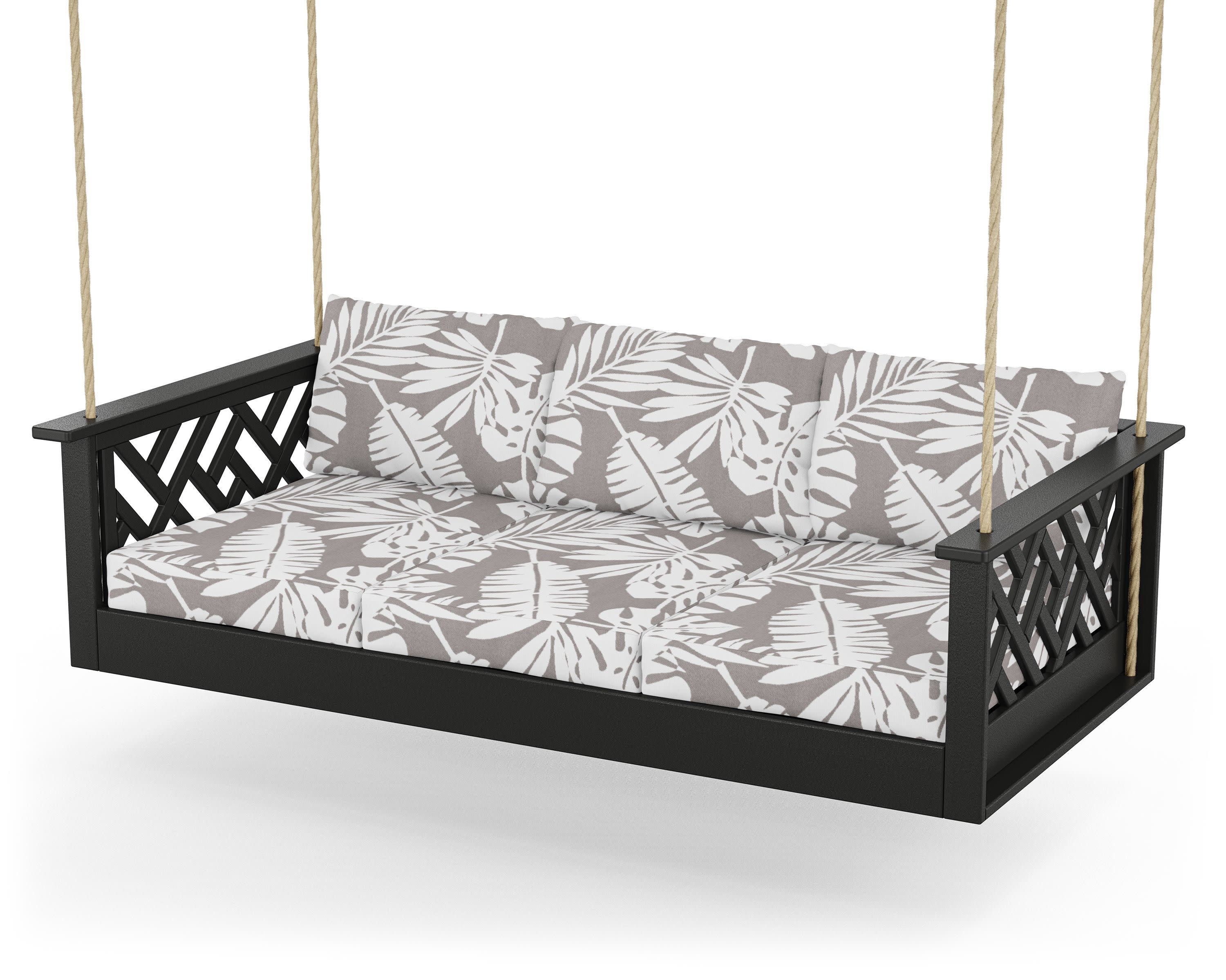 Chippendale Daybed Swing in Black / Leaf Grey Mist