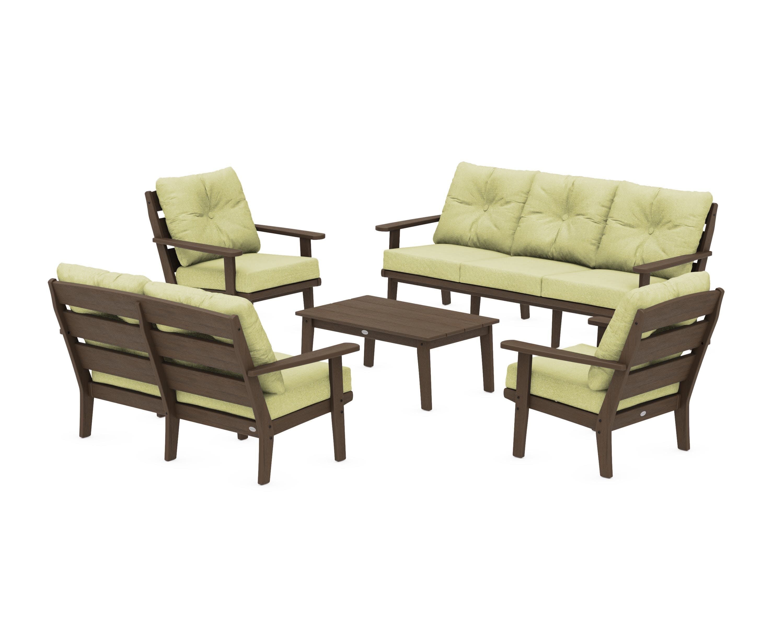 Lakeside 5-Piece Lounge Sofa Set in Kona / Chartreuse Boucle