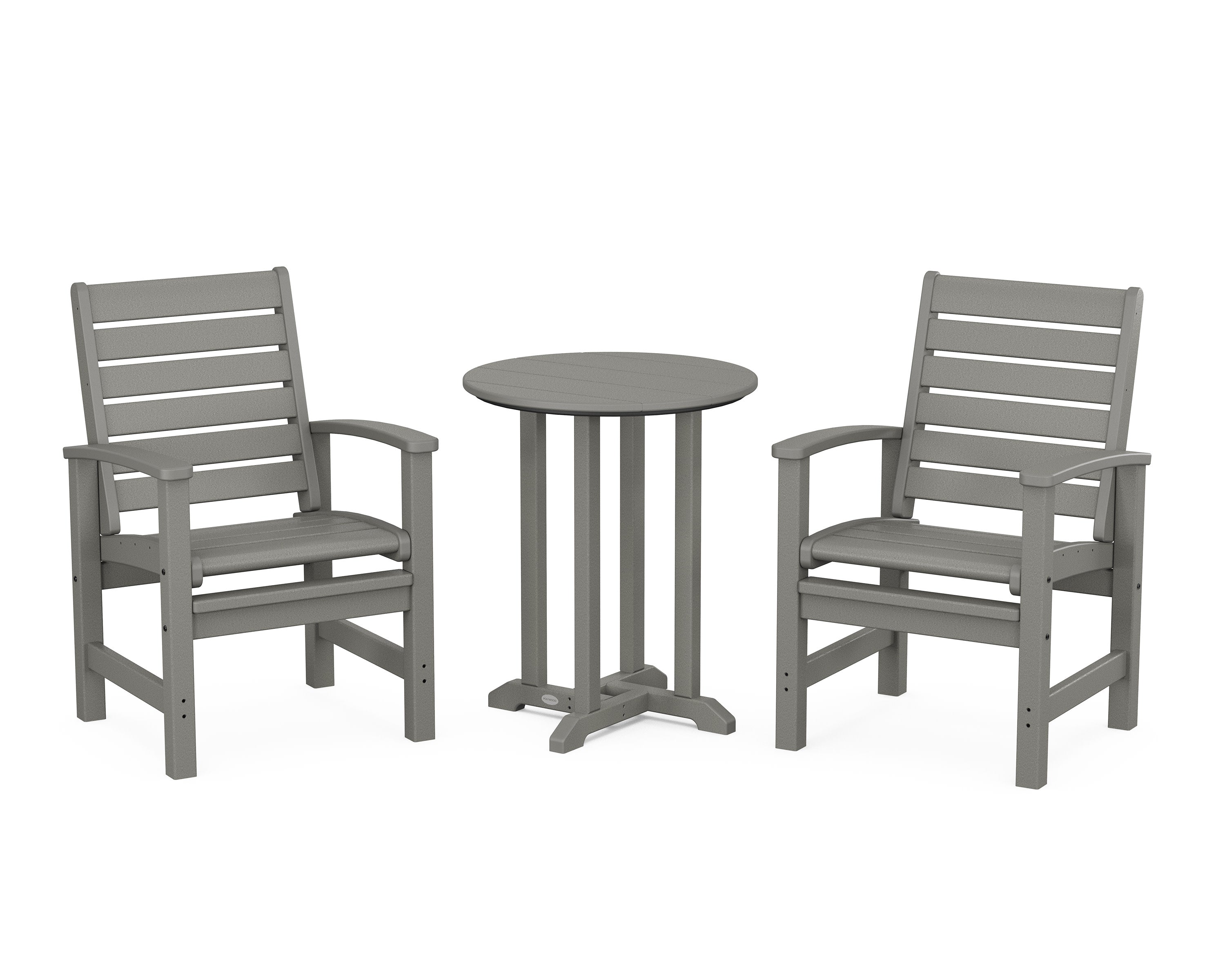 Signature 3-Piece Round Farmhouse Bistro Dining Set in Slate Grey