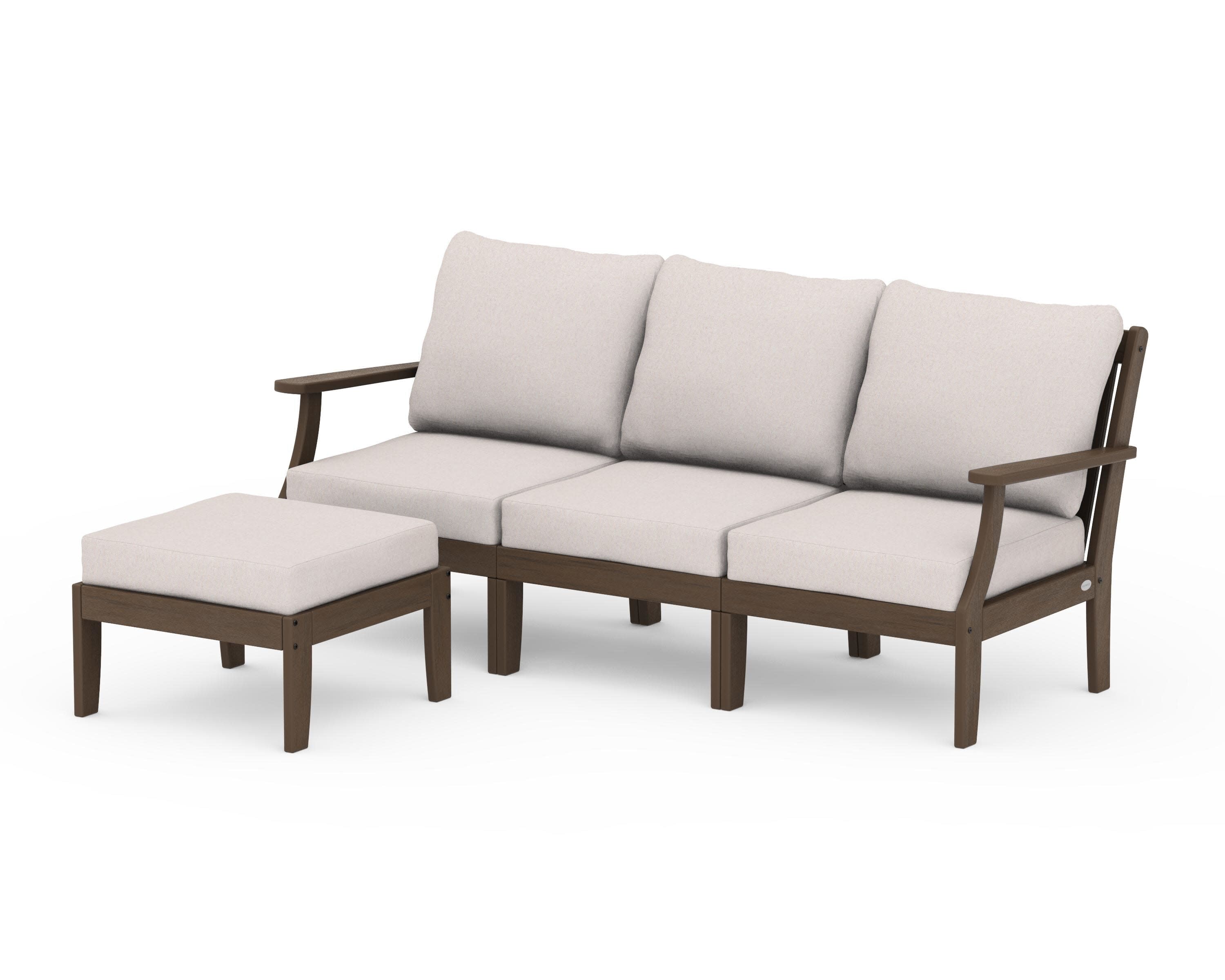 Braxton Modular 4-Piece Deep Seating Set with Ottoman in Kona / Dune Burlap