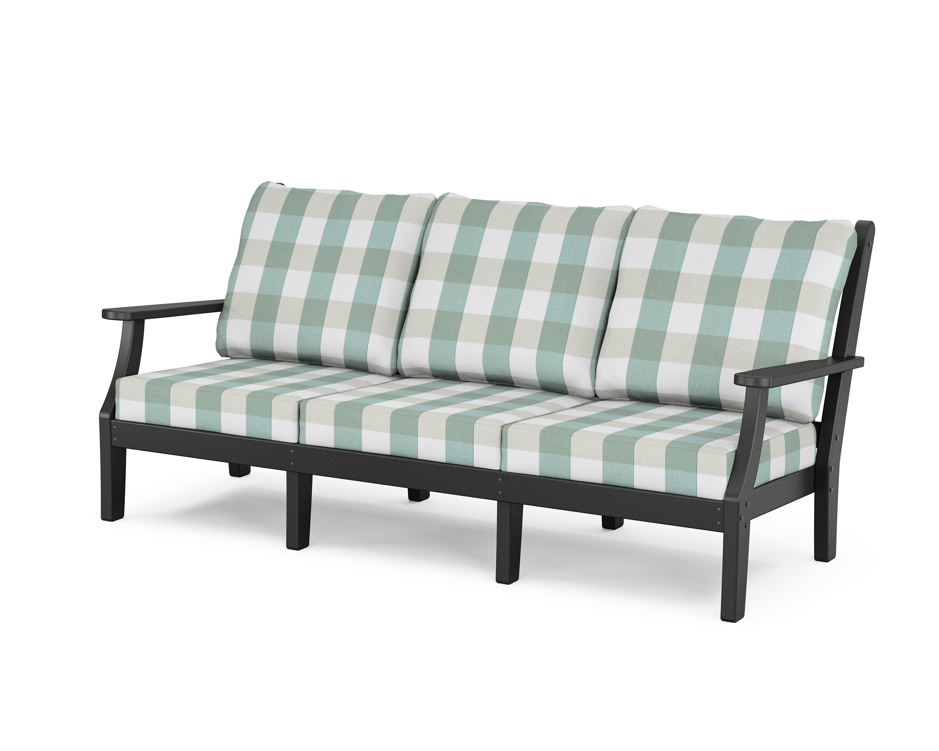 Wovendale Deep Seating Sofa in Black / Buffalo Plaid Glacier Spa