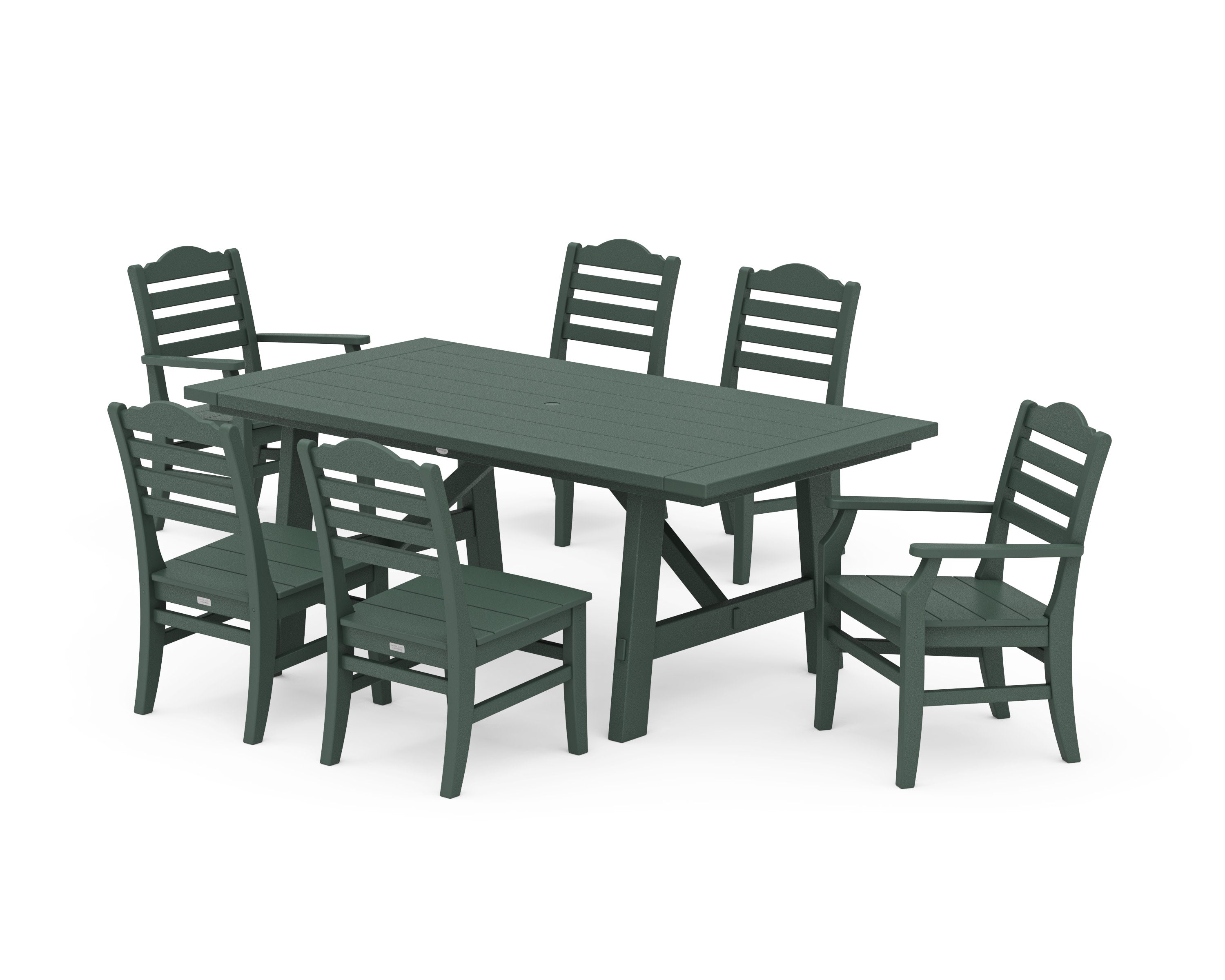 Savannah 7-Piece Rustic Farmhouse Dining Set in Green