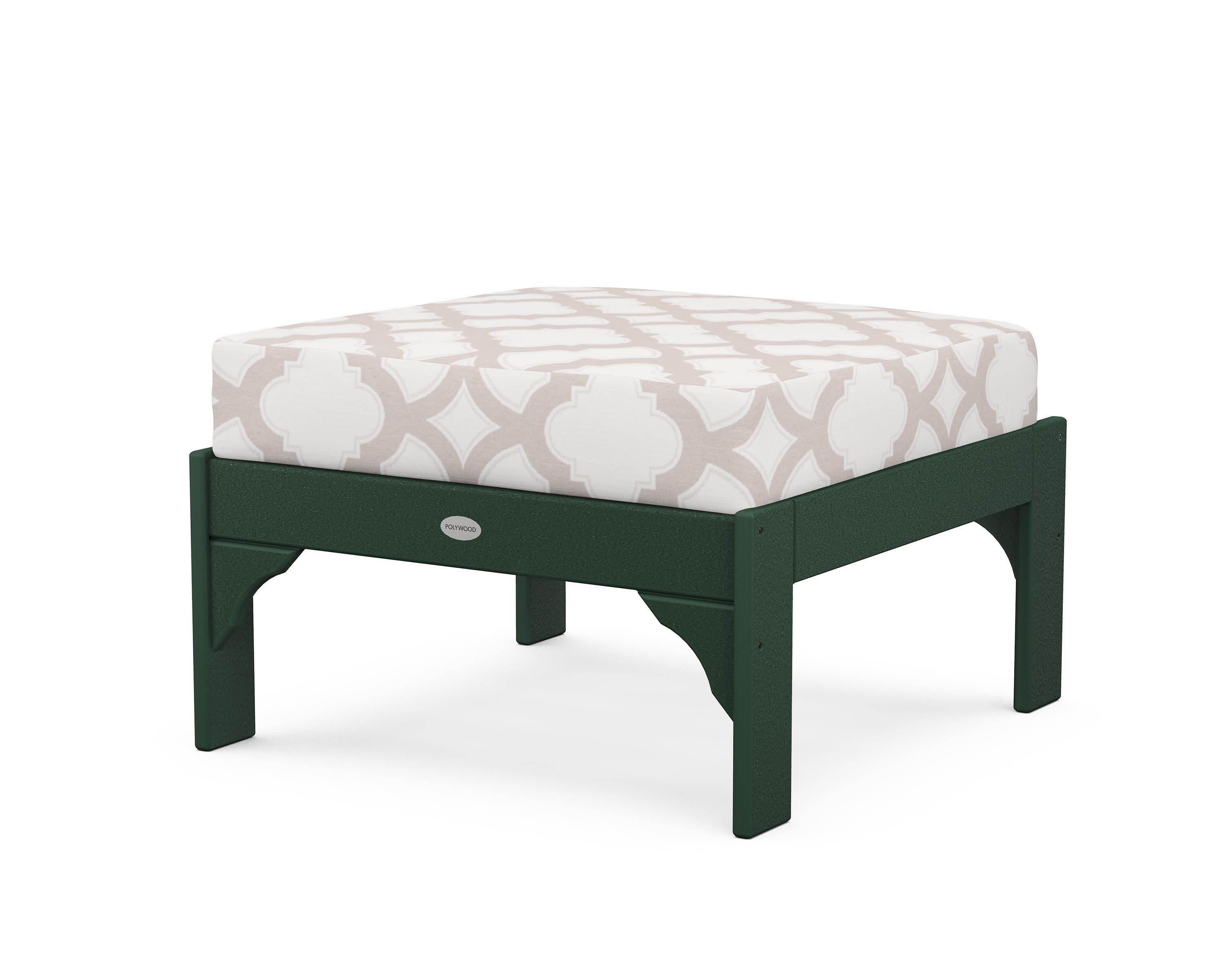 Vineyard Deep Seating Ottoman in Green / Trellis Dune Burlap