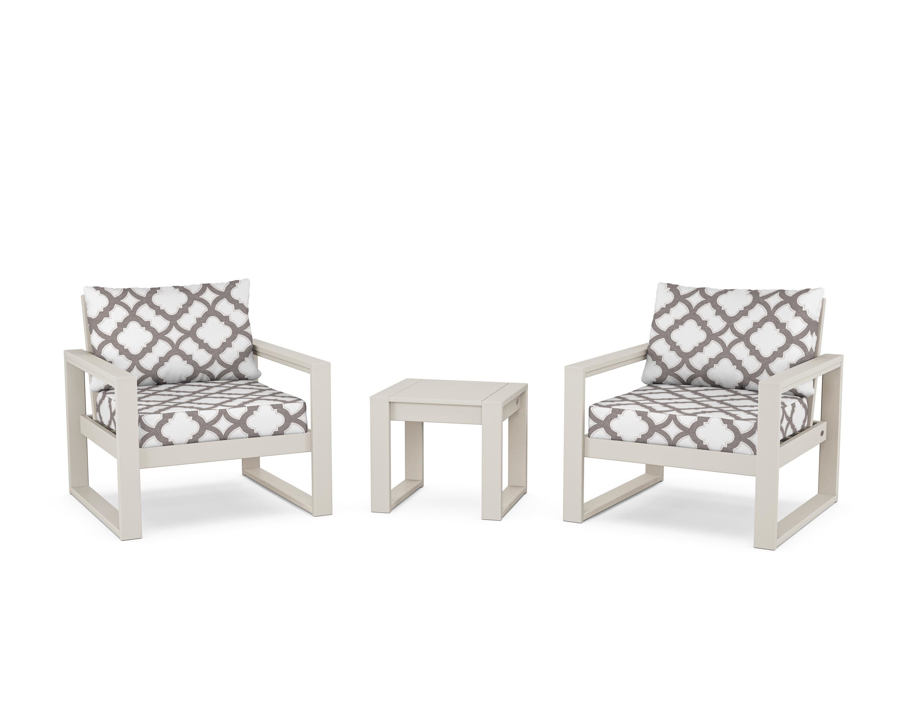 EDGE Sectional 3-Piece Deep Seating Set in Sand / Trellis Grey Mist