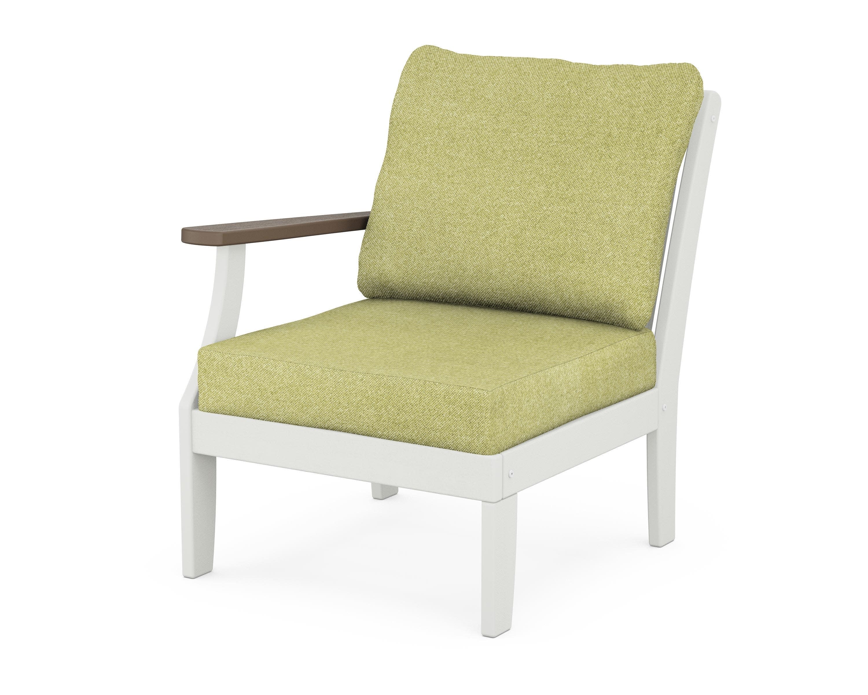 Braxton Modular Left Arm Chair in White / Kona / Chartreuse Boucle