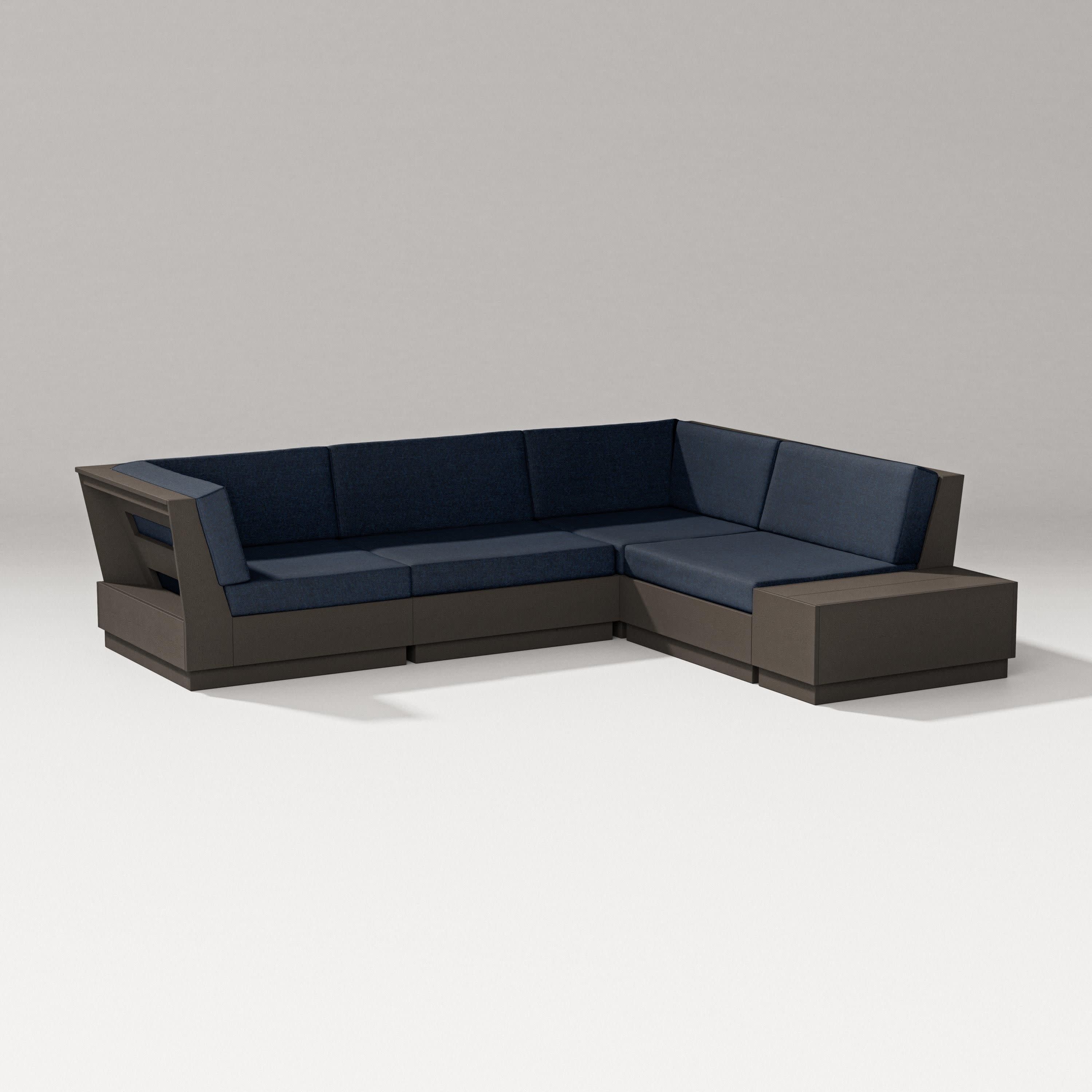 Elevate Corner Sectional in Vintage Coffee / Marine Indigo