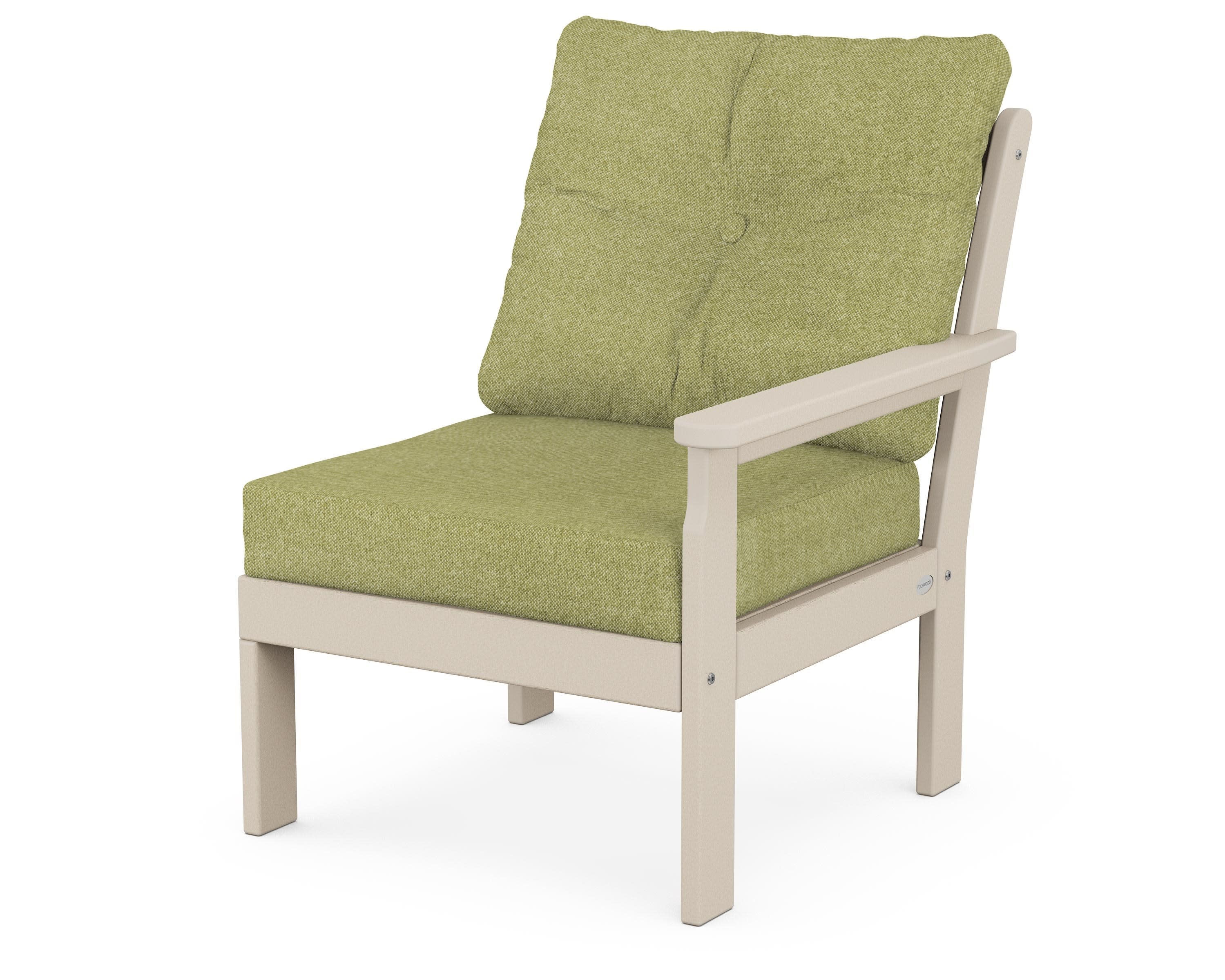 Vineyard Modular Right Arm Chair in Sand / Chartreuse Boucle