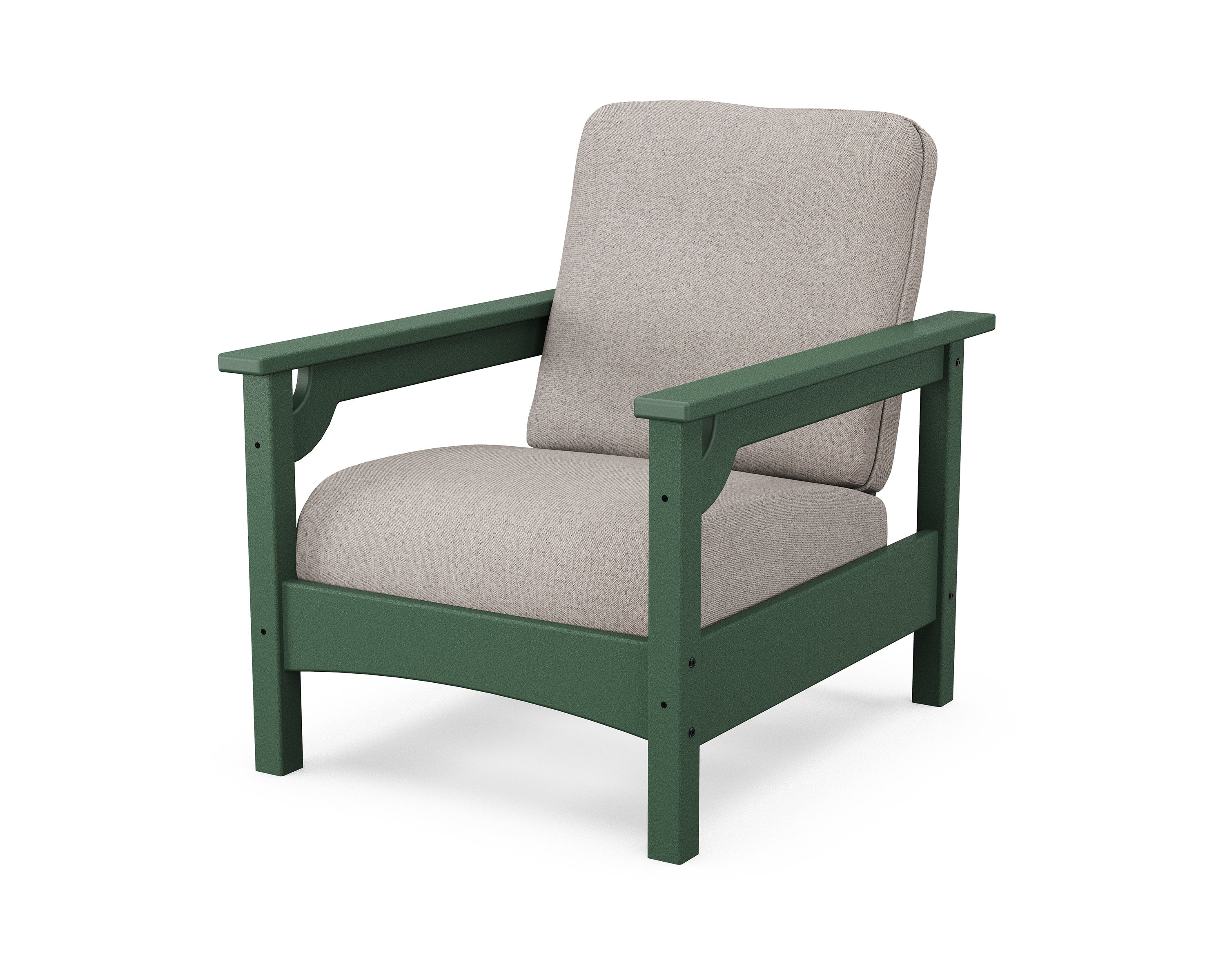 Club Chair in Green / Weathered Tweed