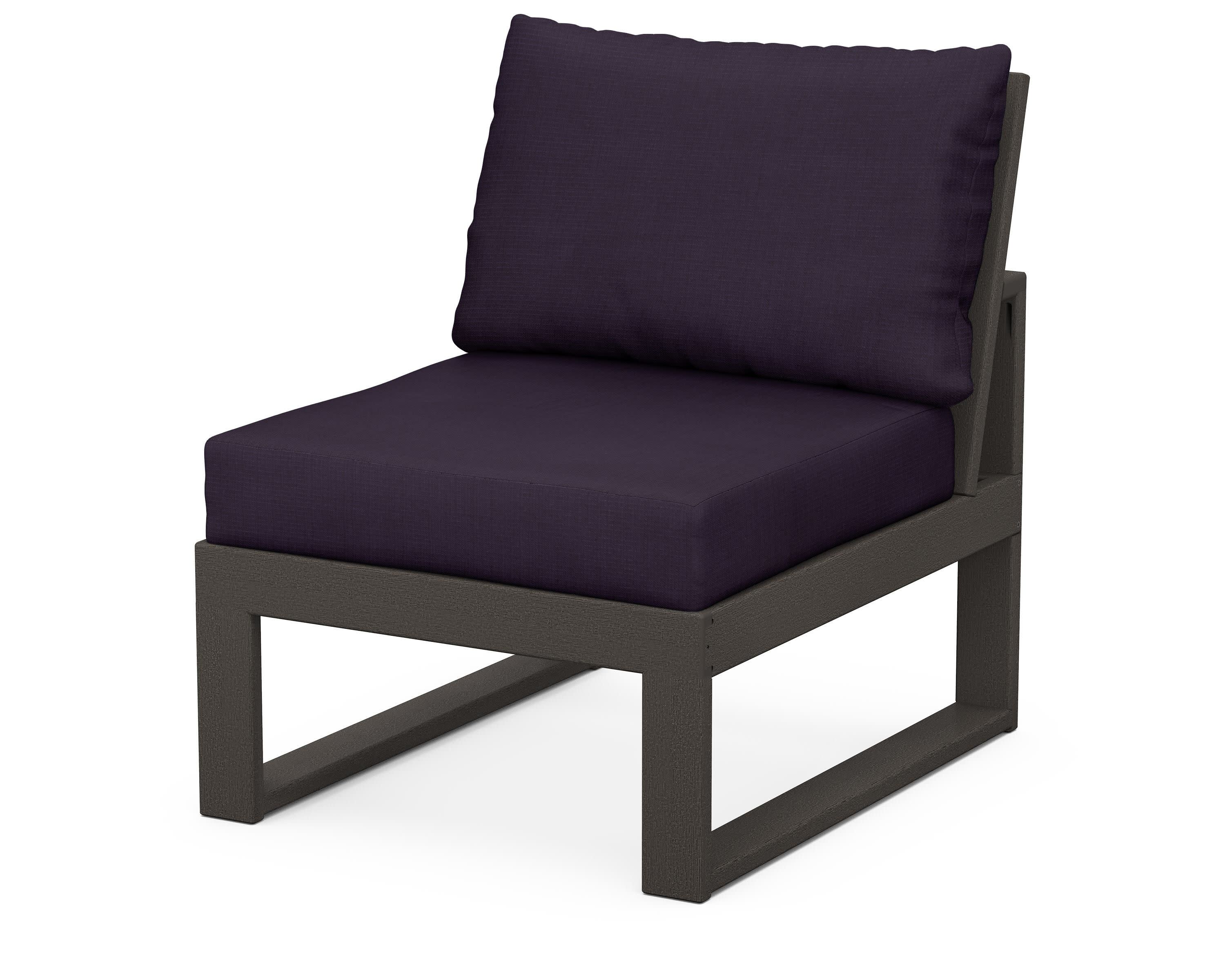 Modular Armless Chair in Vintage Coffee / Navy Linen