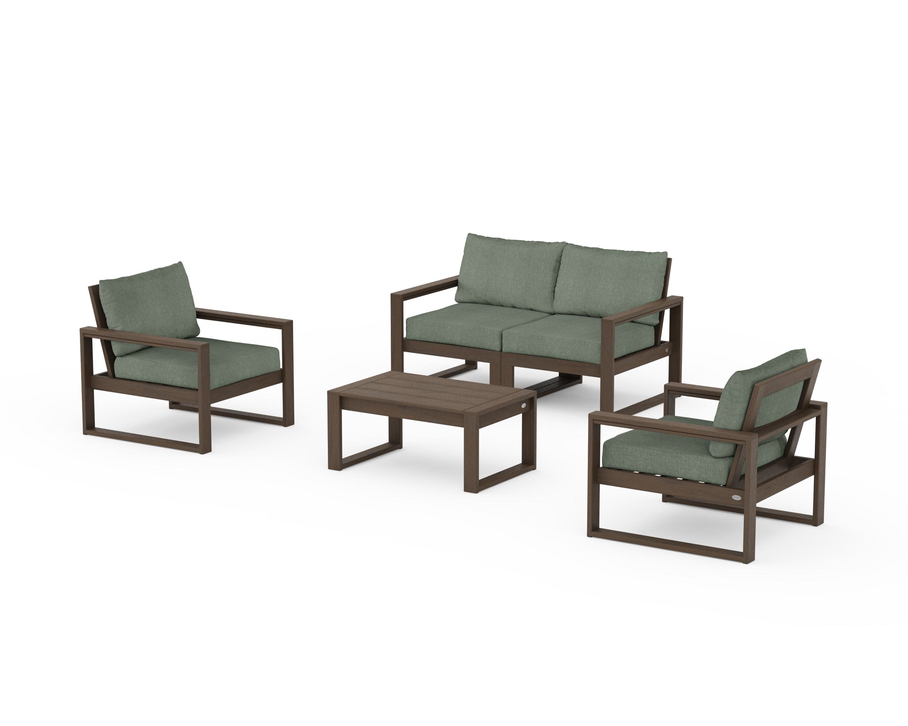 EDGE Sectional 4-Piece Deep Seating Set with Loveseat in Kona / Cast Sage