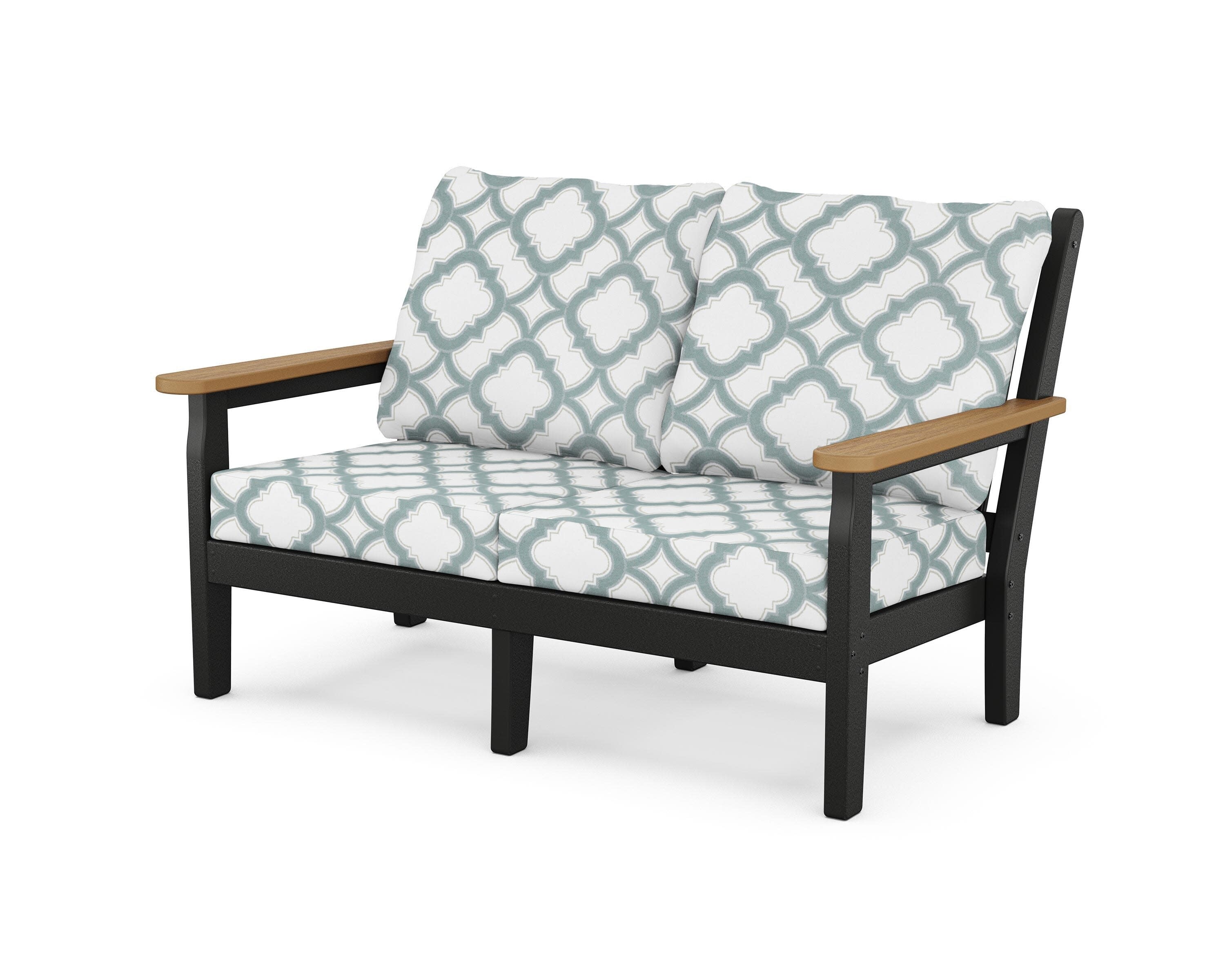 Chippendale Deep Seating Loveseat in Black / Natural / Trellis Glacier Spa