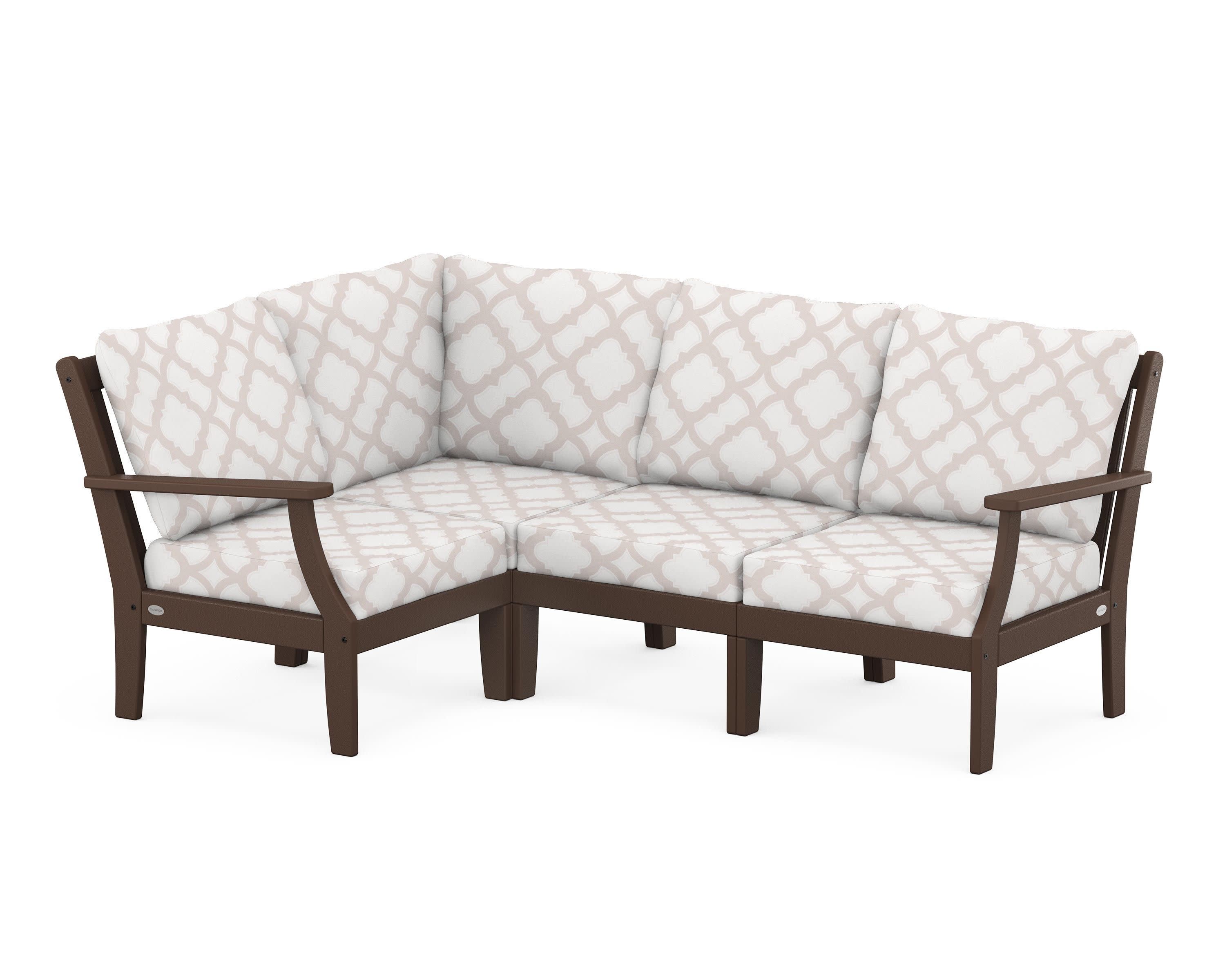 Braxton Modular 4-Piece Deep Seating Set in Mahogany / Trellis Dune Burlap