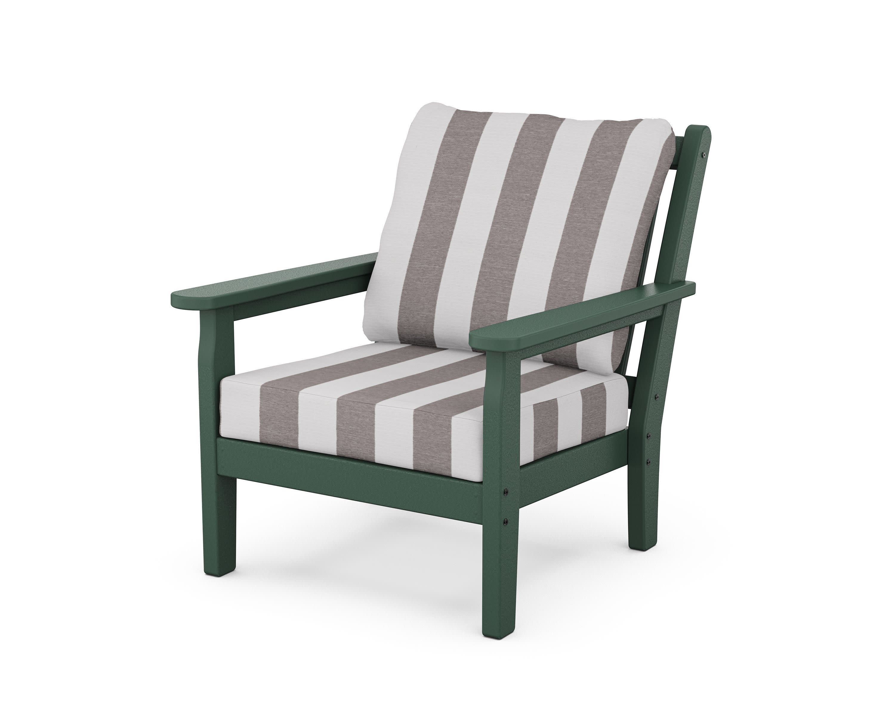 Chippendale Deep Seating Chair in Green / Cabana Stripe Grey Mist