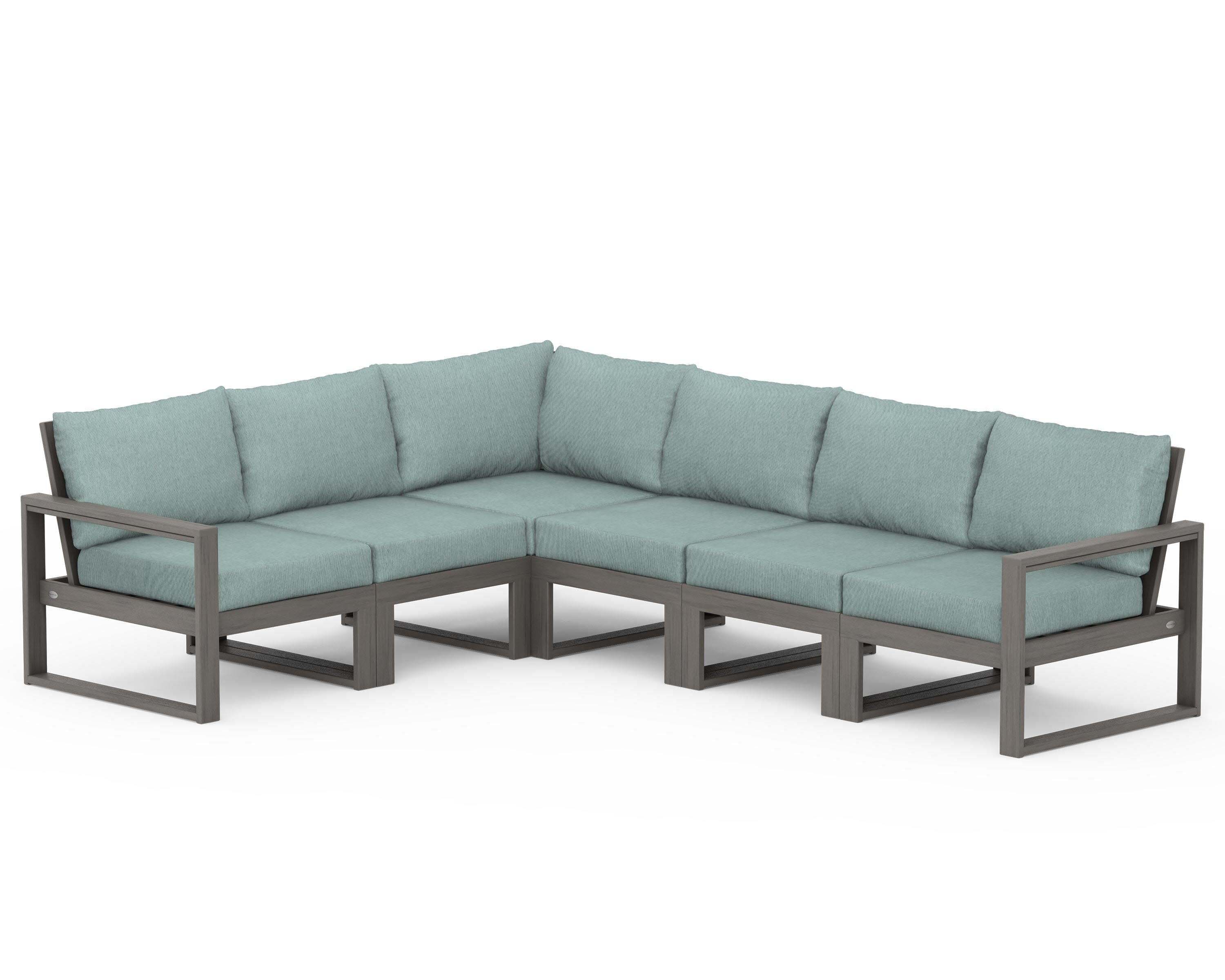 EDGE 6-Piece Modular Deep Seating Set in Driftwood / Glacier Spa