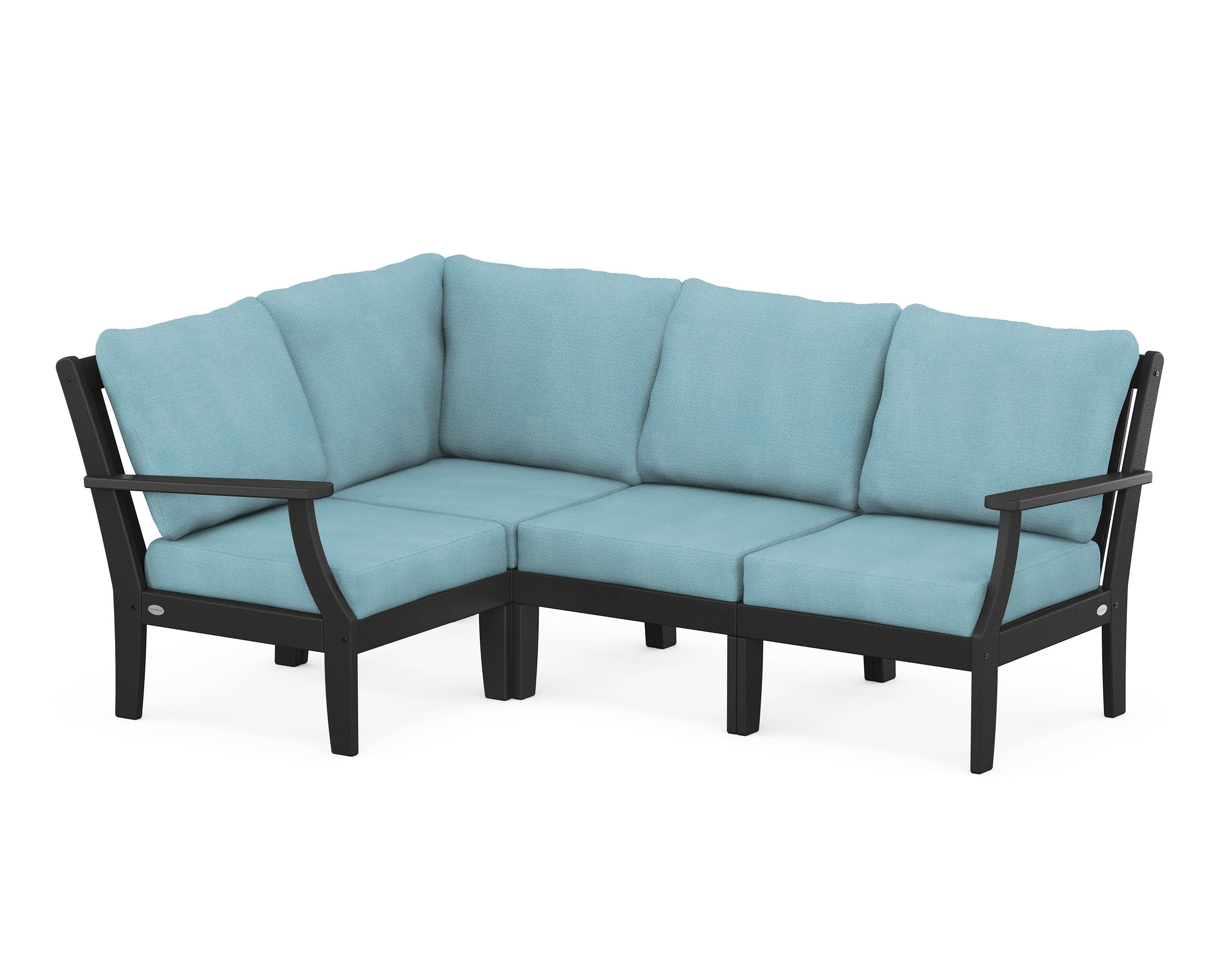 Braxton Modular 4-Piece Deep Seating Set in Black / Lattice Sky Blue