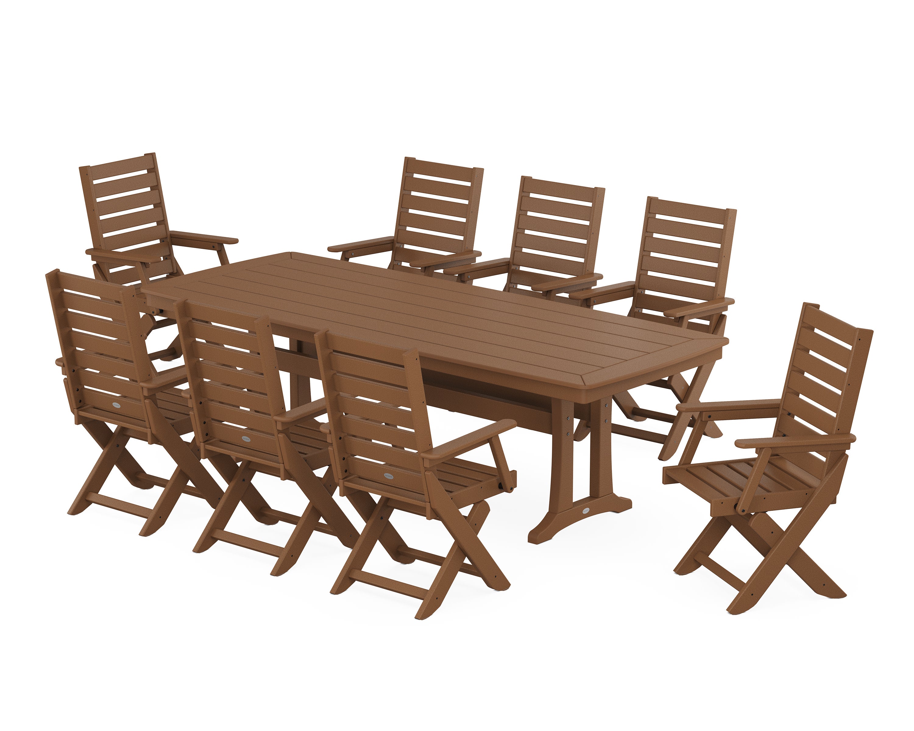 Captain 9-Piece Dining Set with Trestle Legs in Teak