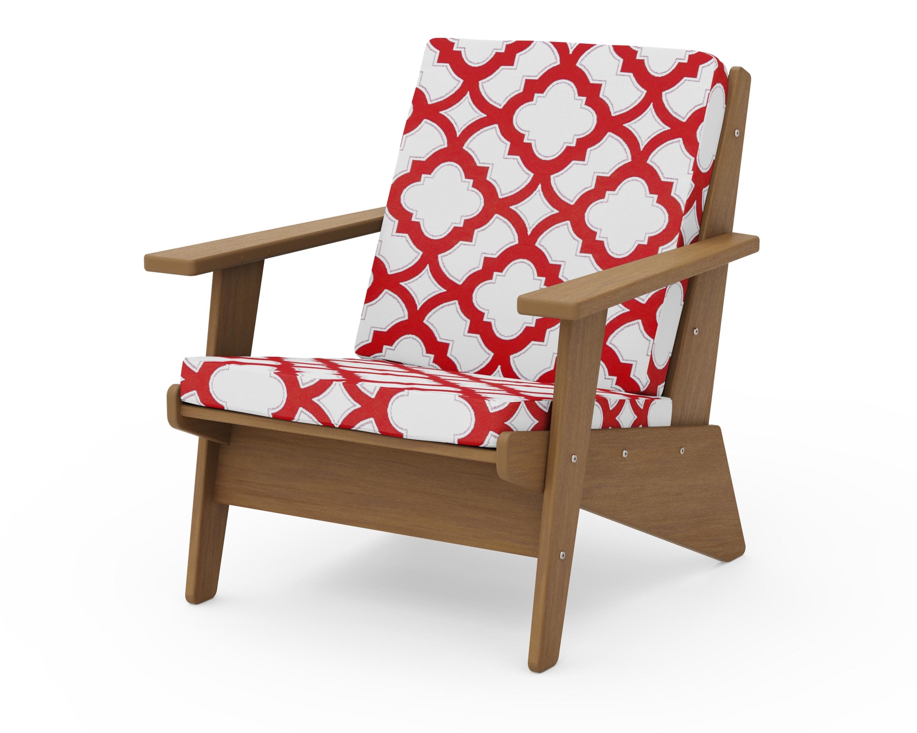 Riviera Modern Lounge Chair in Natural / Trellis Crimson