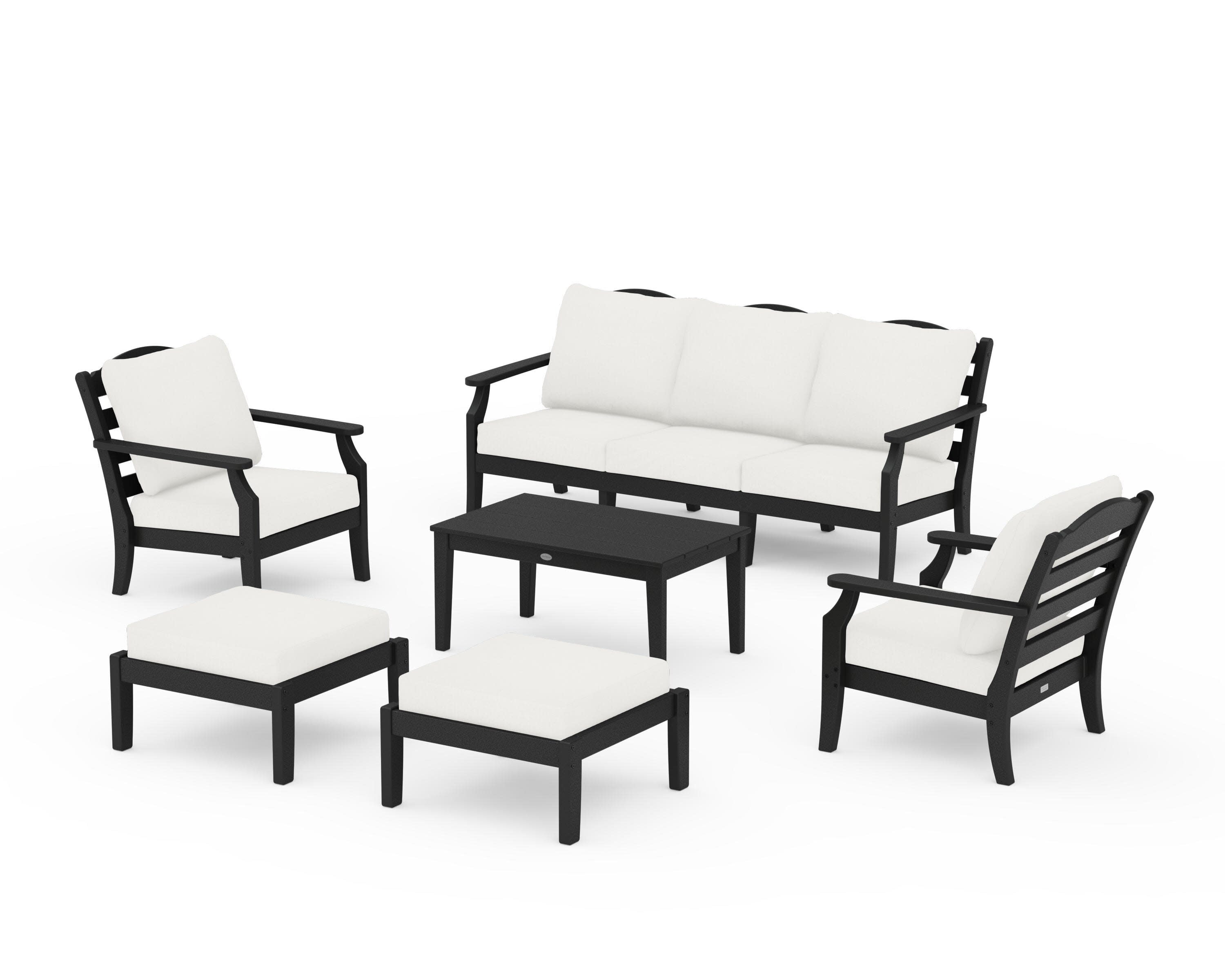 Savannah 6-Piece Lounge Sofa Set in Black / Natural Linen