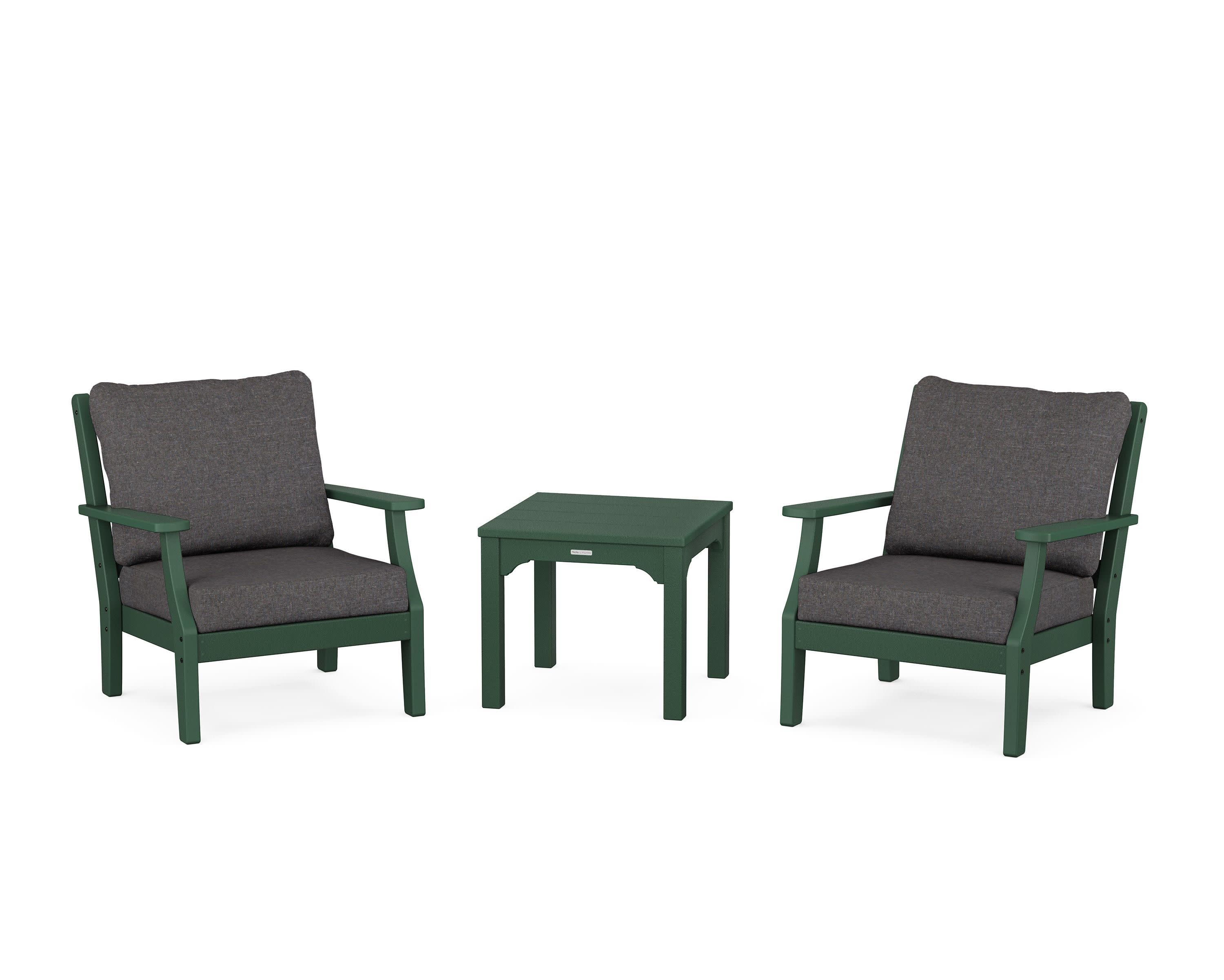 Chinoiserie 3-Piece Deep Seating Set in Green / Ash Charcoal