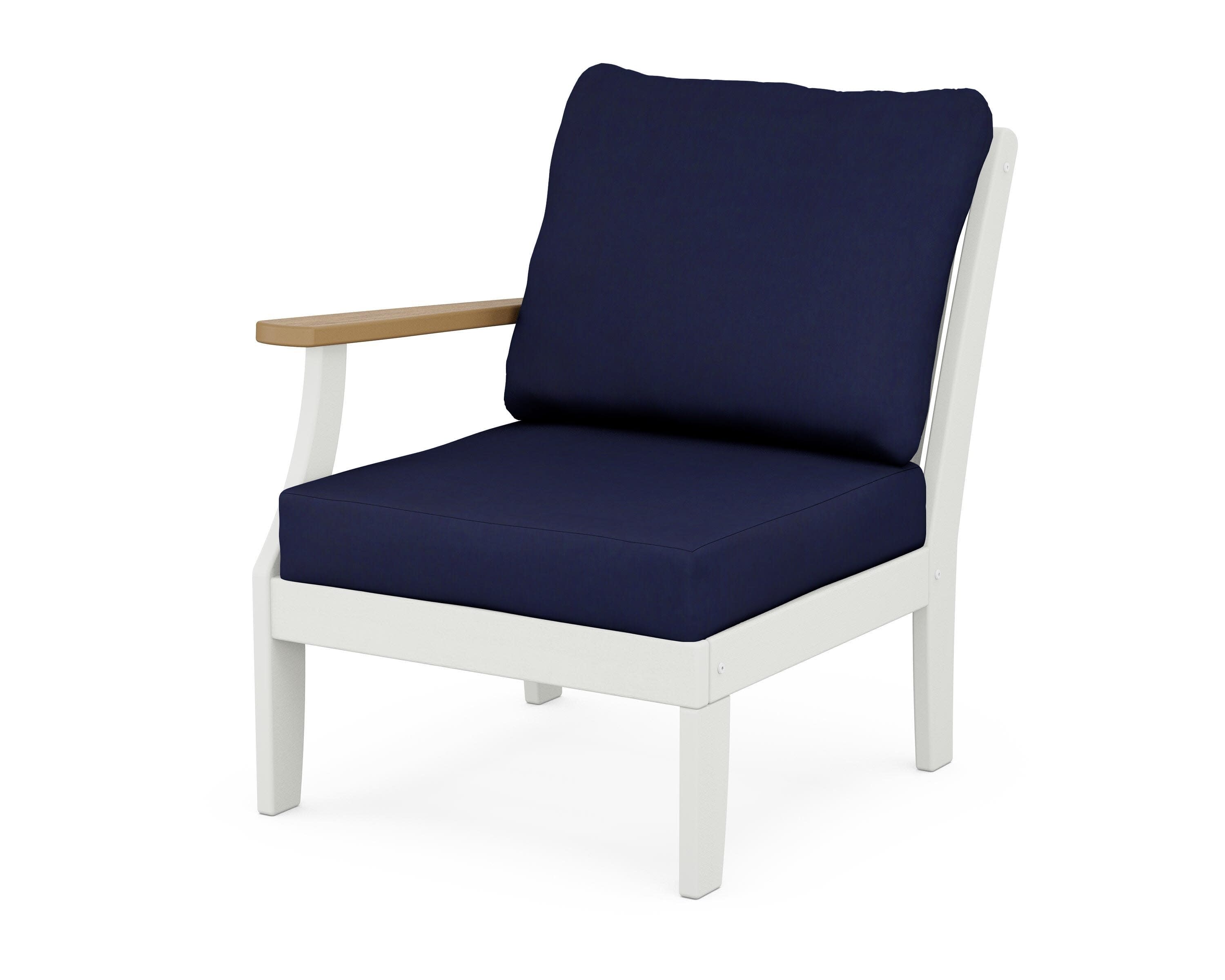 Braxton Modular Left Arm Chair in White / Natural / Navy