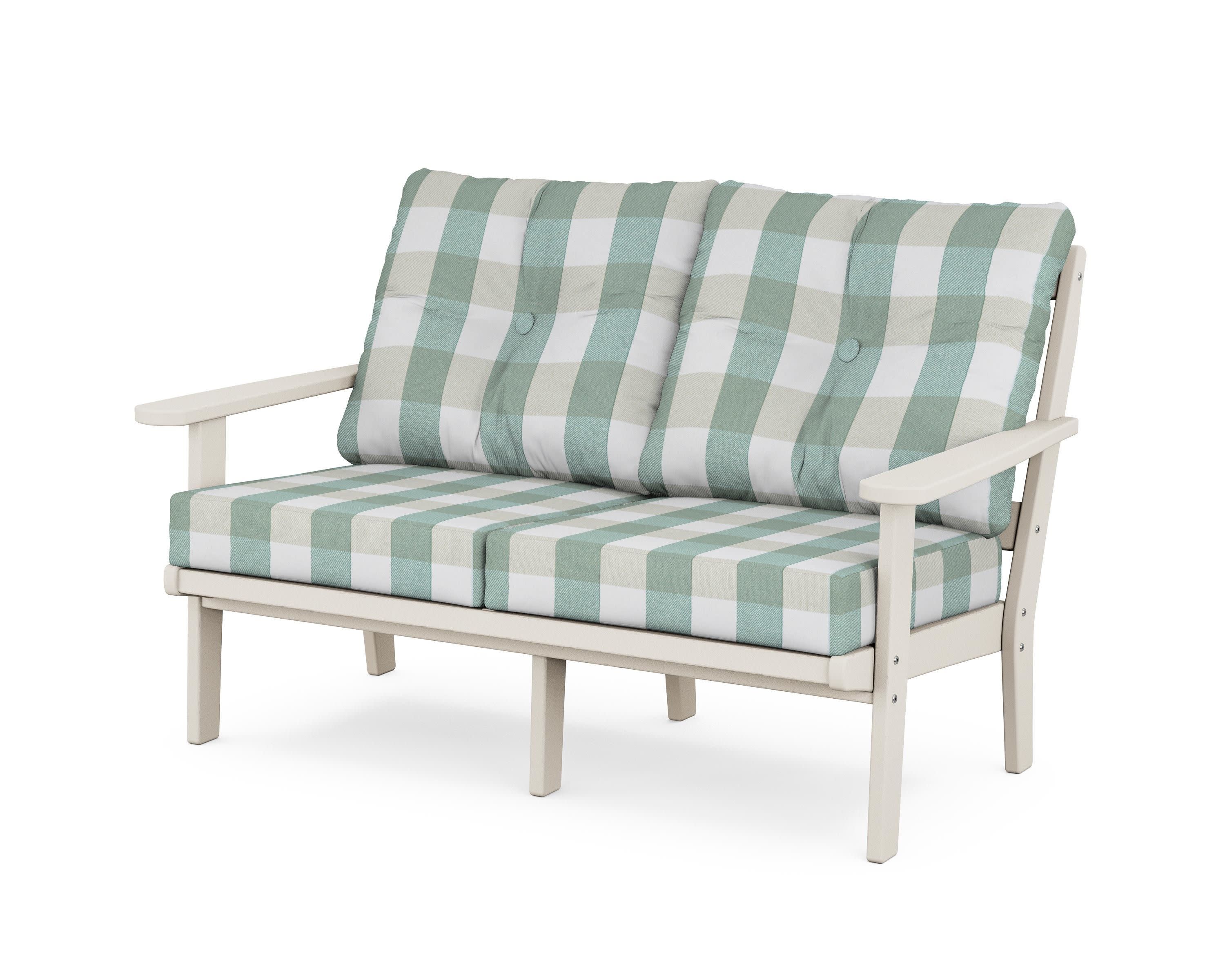 Mission Deep SeatingLoveseat in Sand / Buffalo Plaid Glacier Spa