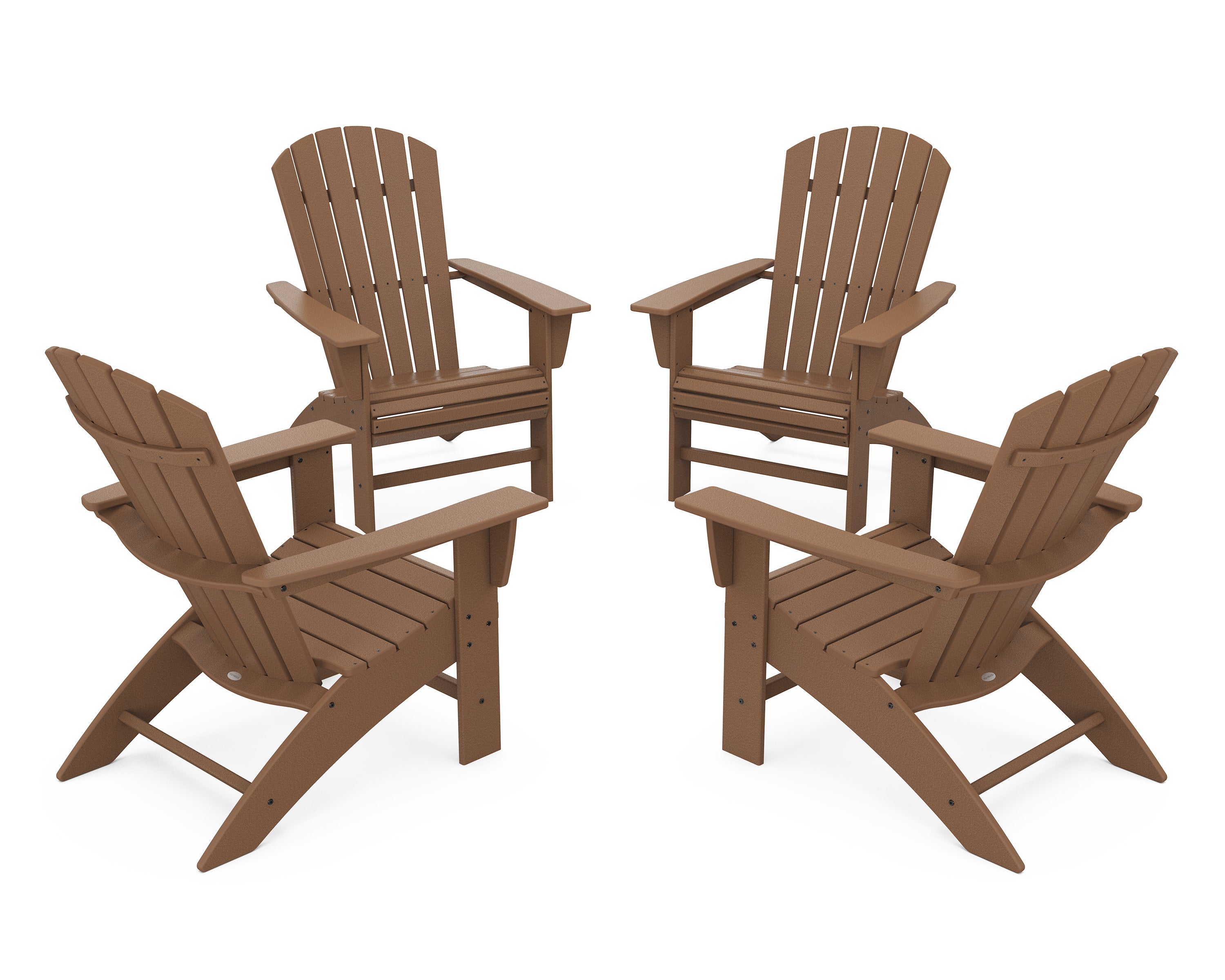 4-Piece Nautical Curveback Adirondack Chair Conversation Set in Teak