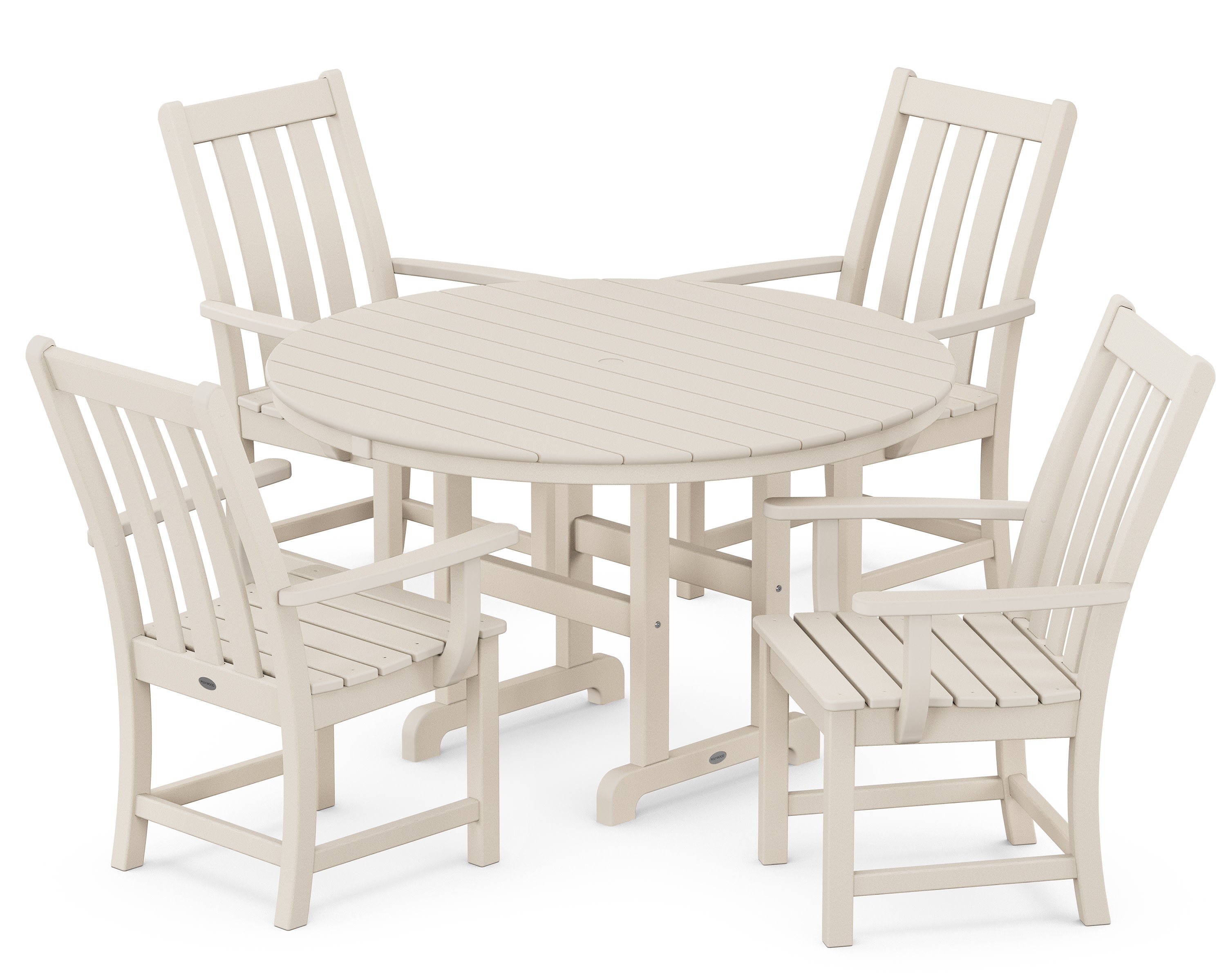 Vineyard 5-Piece Round Farmhouse Dining Set in Sand