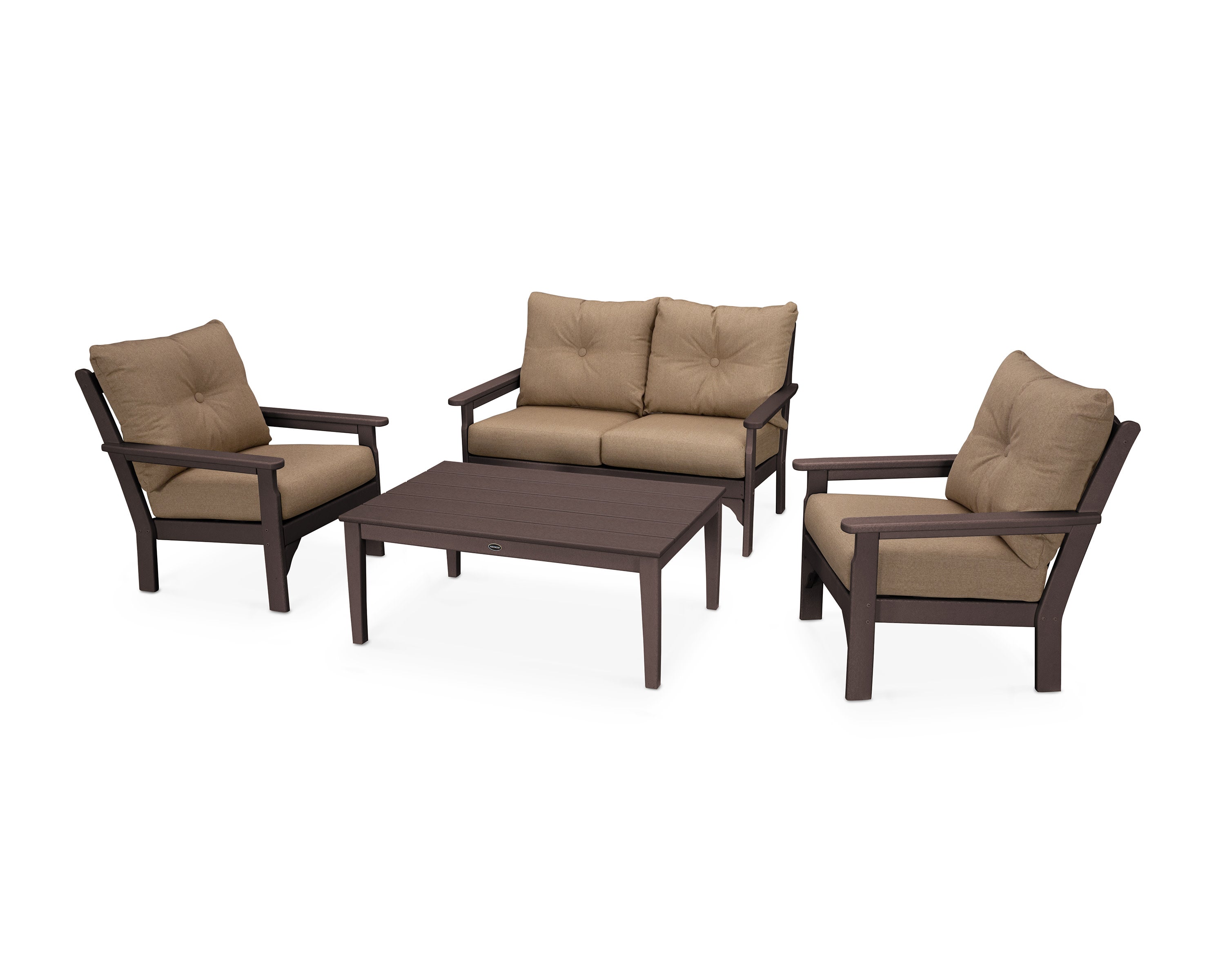 Vineyard 4-Piece Deep Seating Set in Mahogany / Sesame