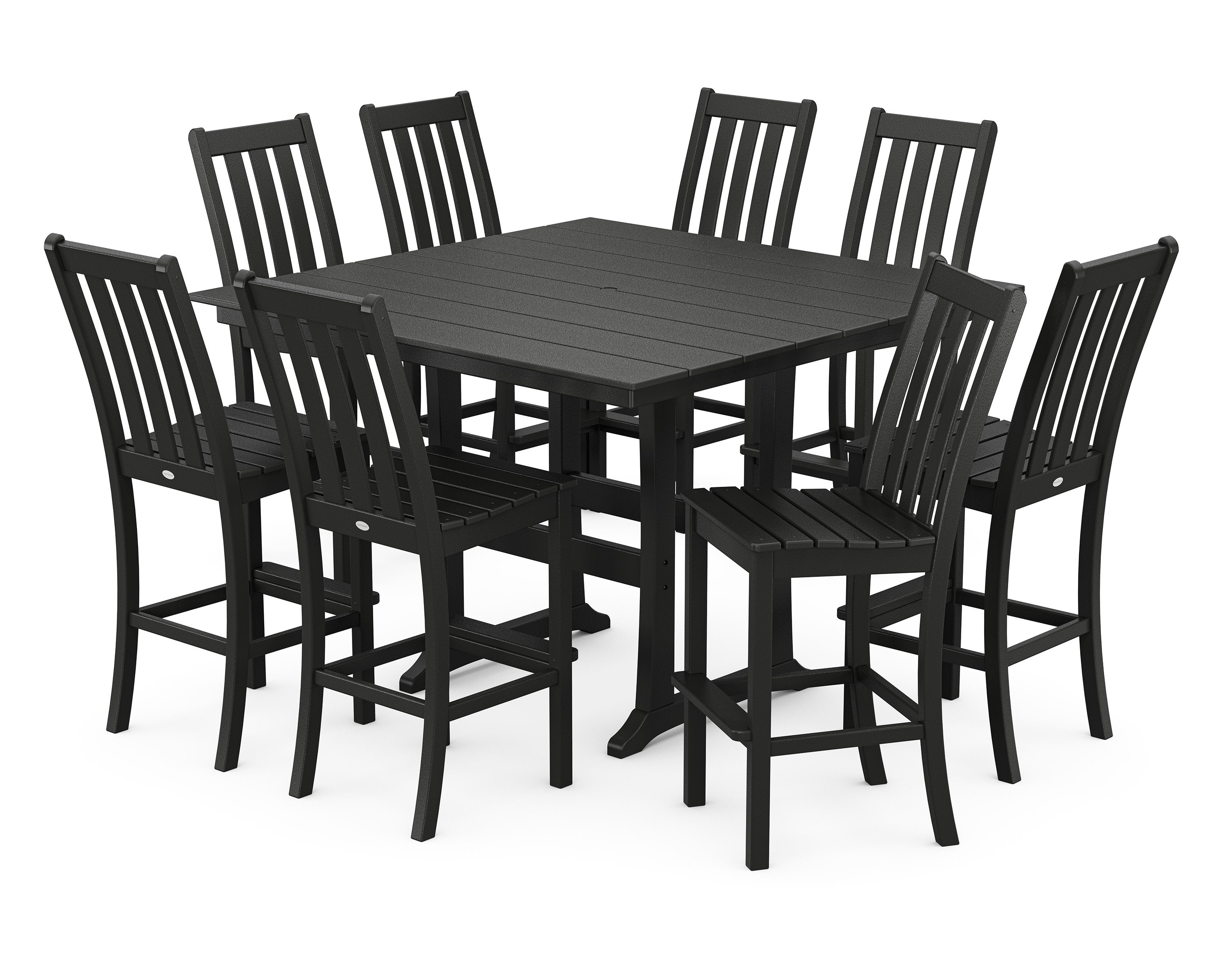 Vineyard 9-Piece Farmhouse Trestle Bar Set in Black
