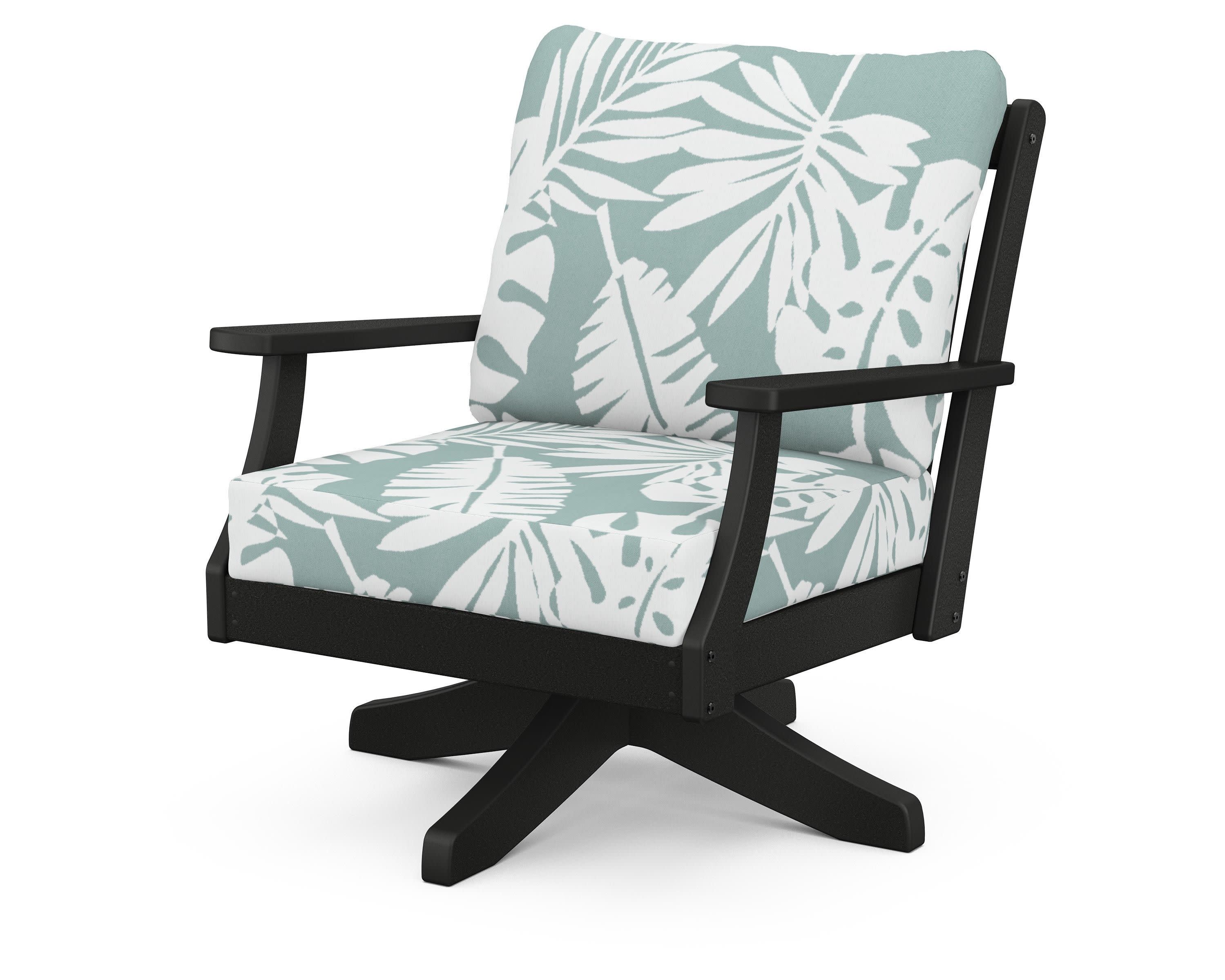 Braxton Deep Seating Swivel Chair in Black / Leaf Glacier Spa