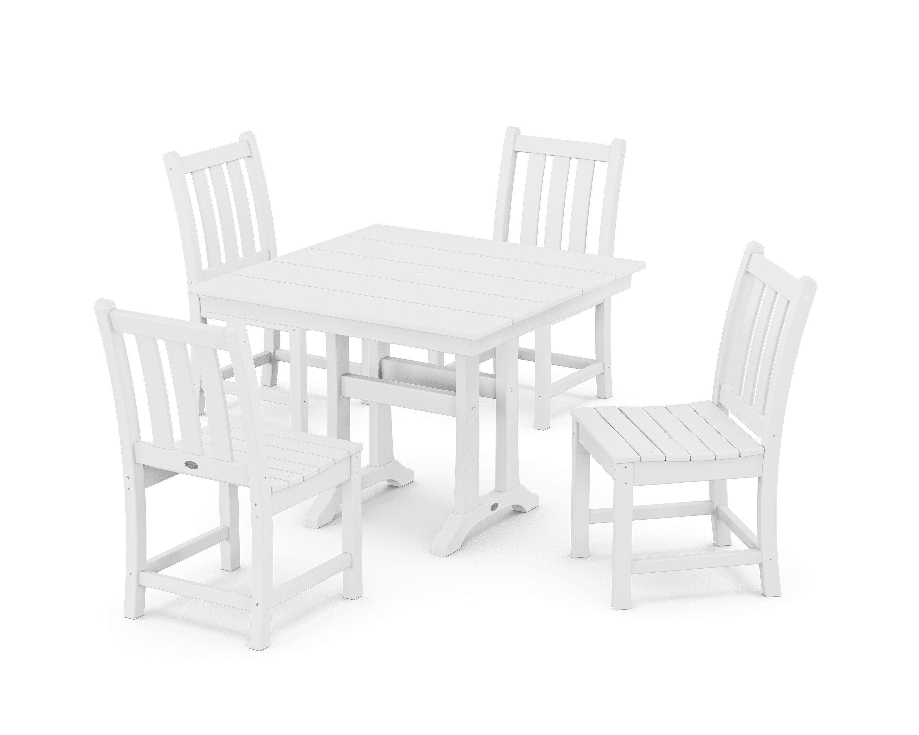 Traditional Garden 5-Piece Farmhouse Trestle Dining Set in White