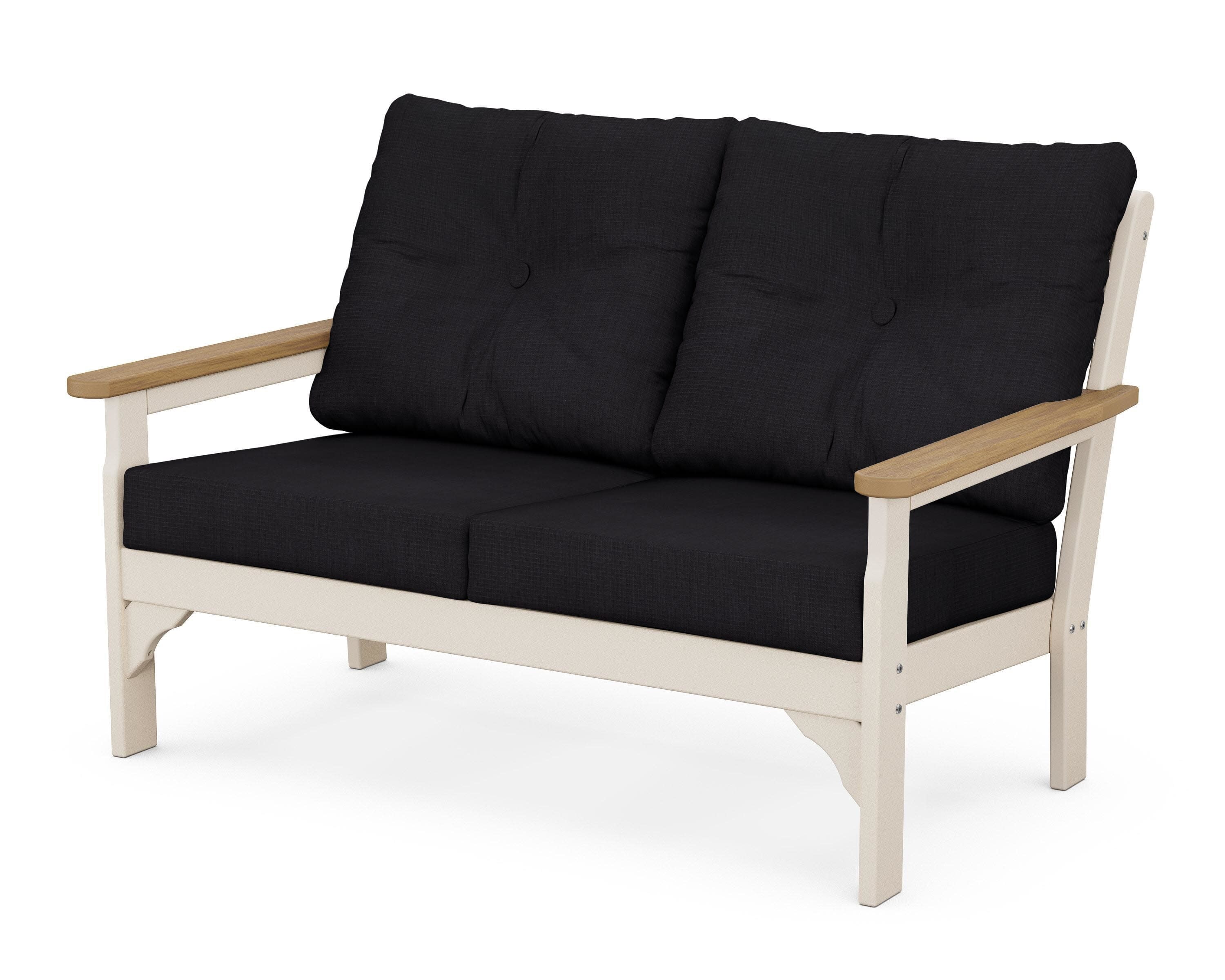 Vineyard Deep Seating Loveseat in Sand / Natural / Midnight Linen