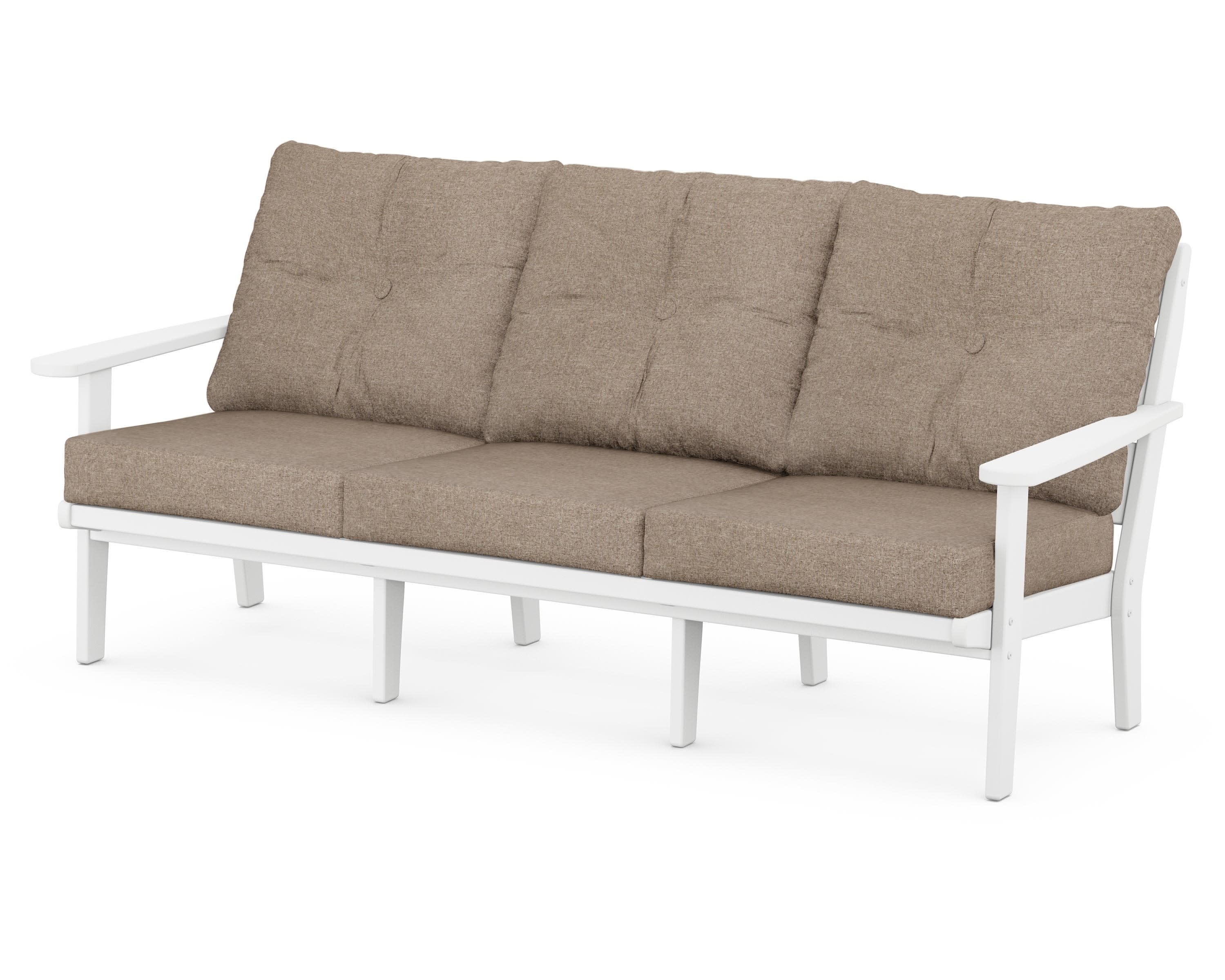 Lakeside Deep Seating Sofa in White / Spiced Burlap