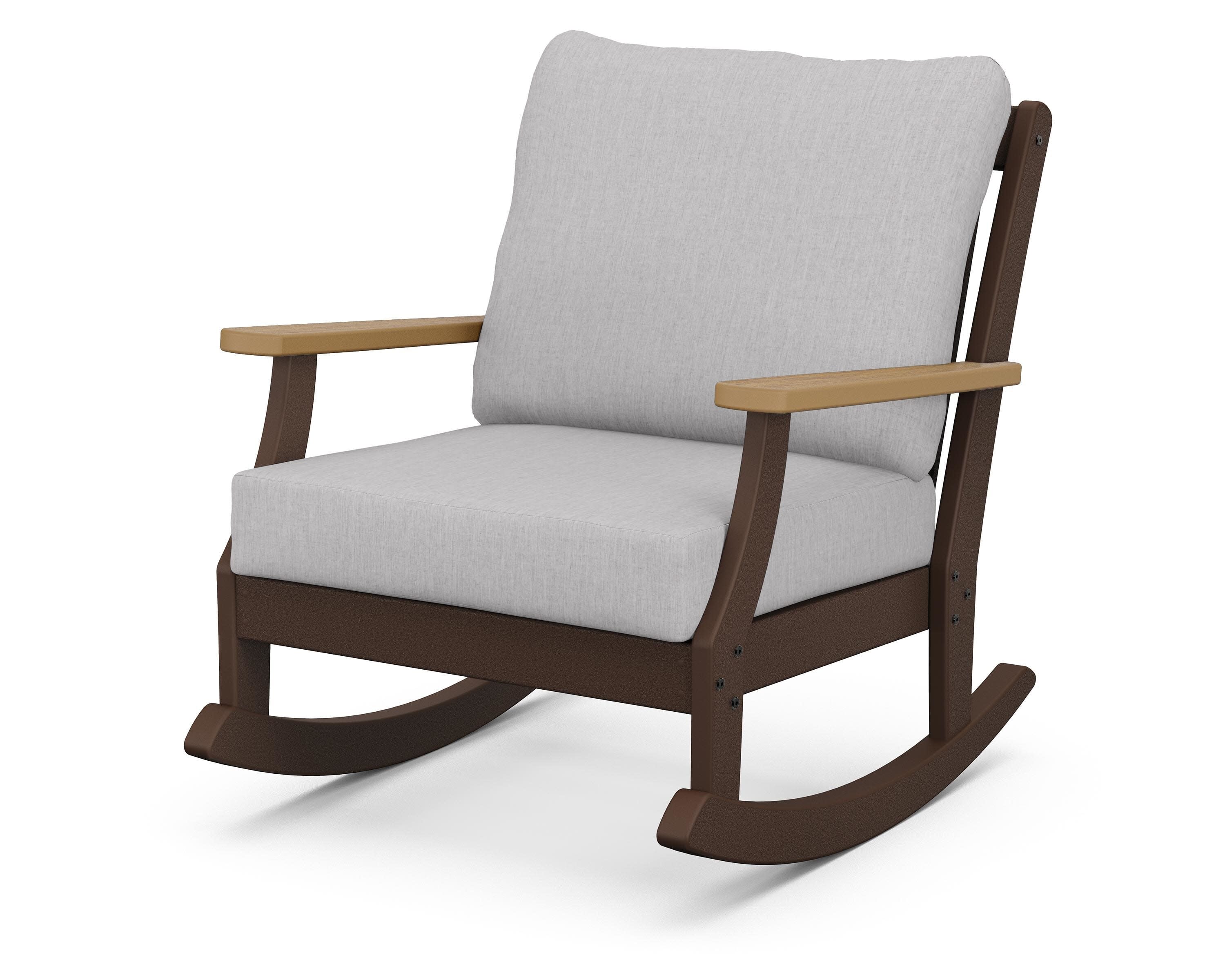 Braxton Deep Seating Rocking Chair in Mahogany / Natural / Granite