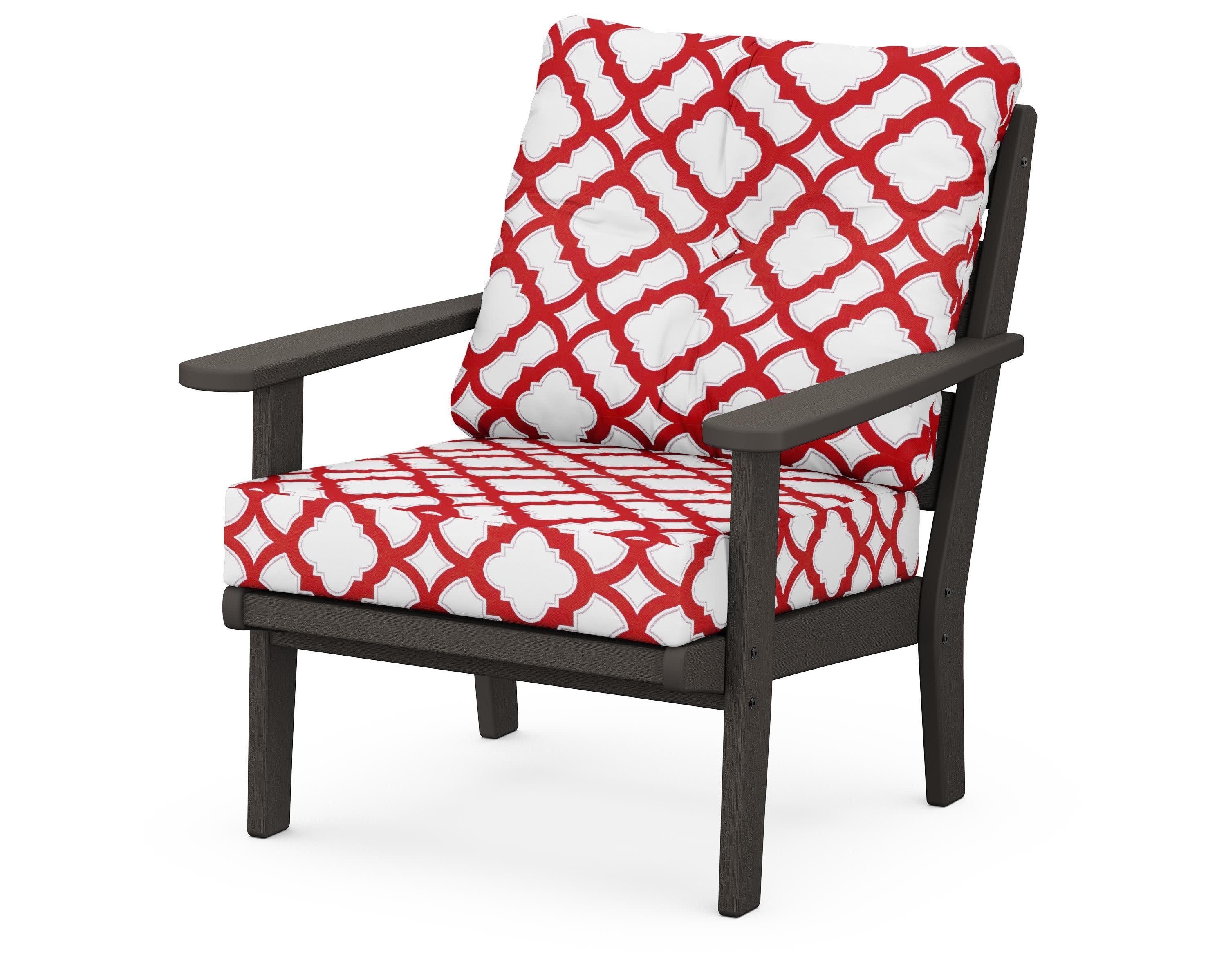 Lakeside Deep Seating Chair in Vintage Coffee / Trellis Crimson