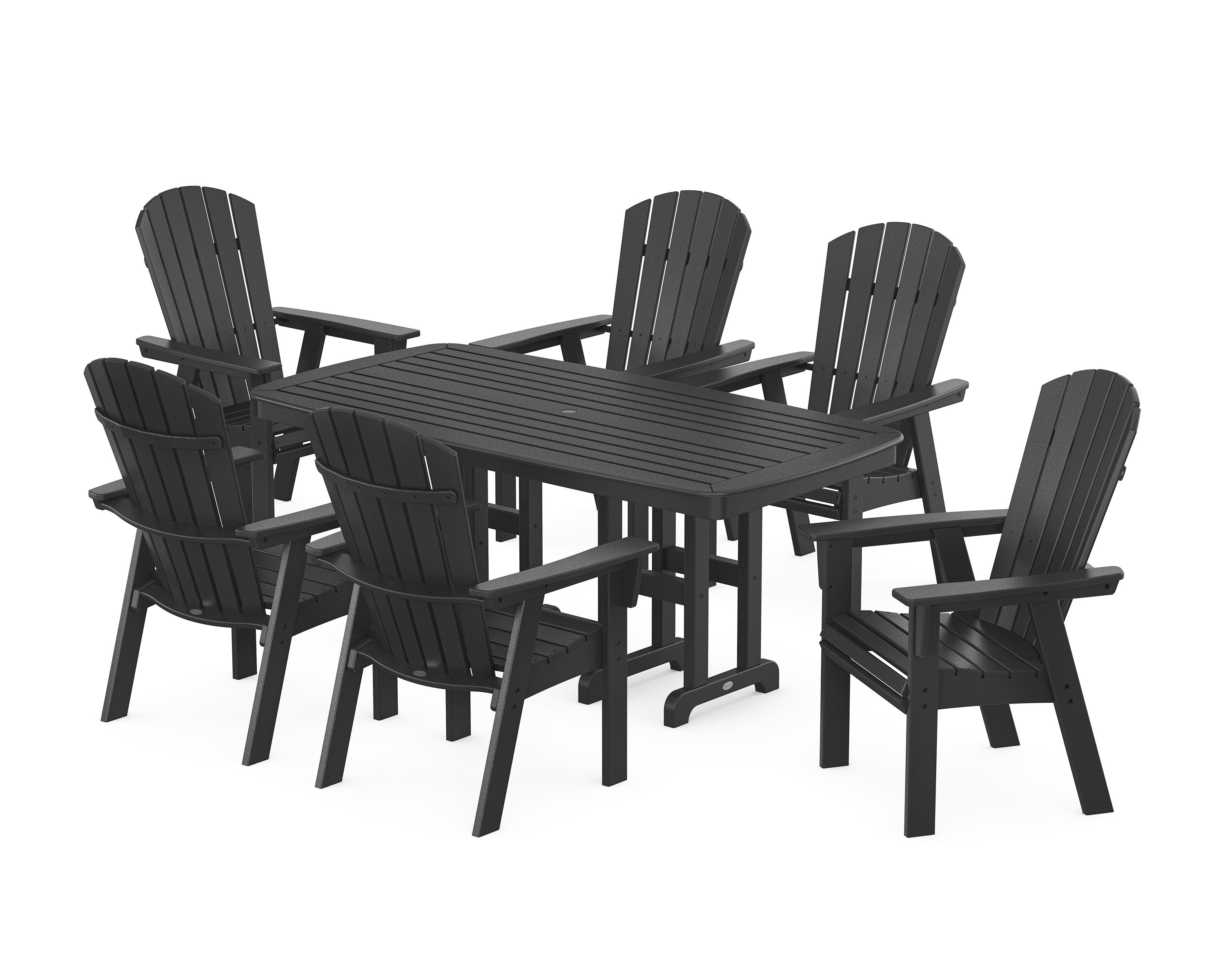 Nautical Curveback Adirondack 7-Piece Dining Set in Black