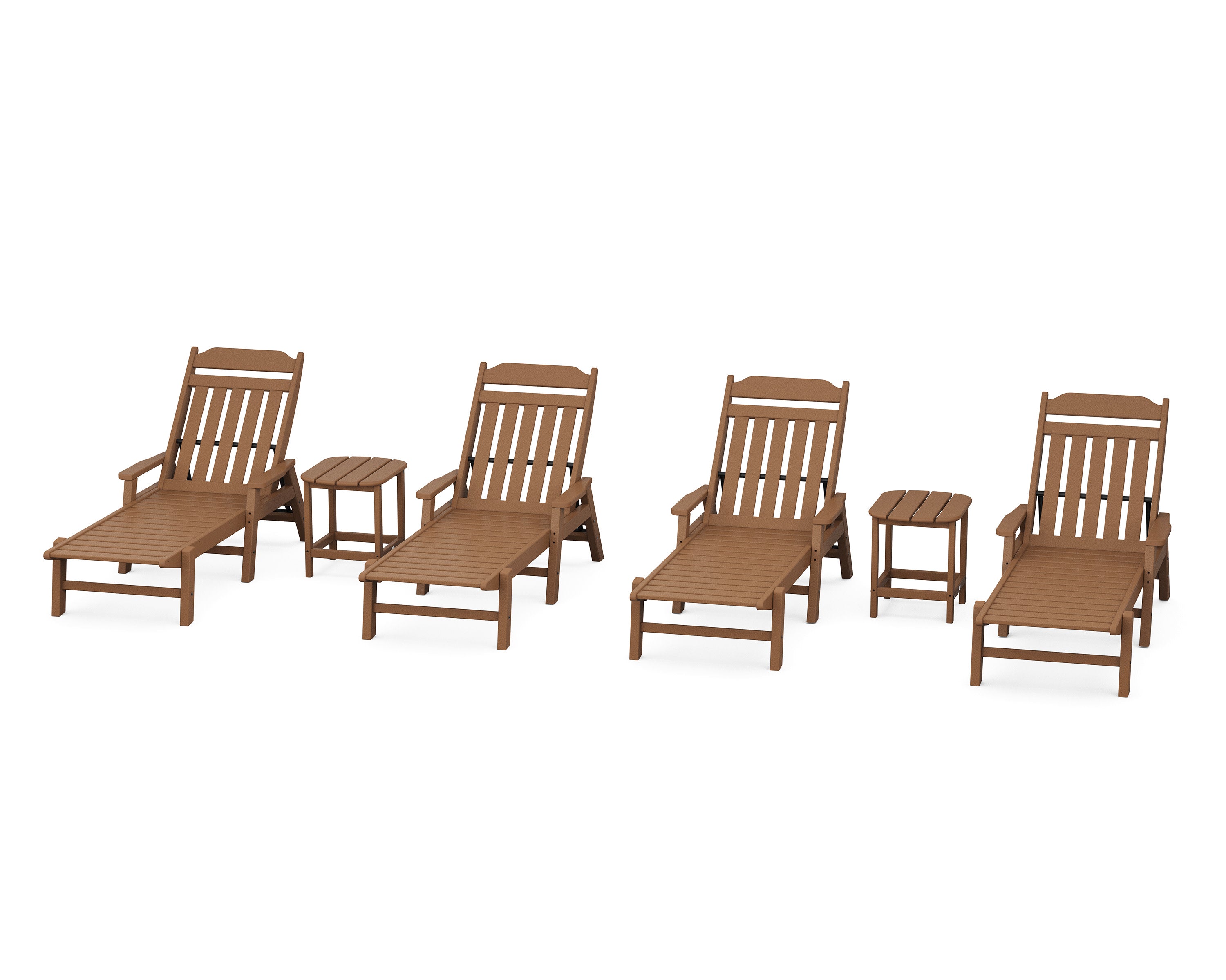 Cottage 6-Piece Chaise Set with Arms in Teak