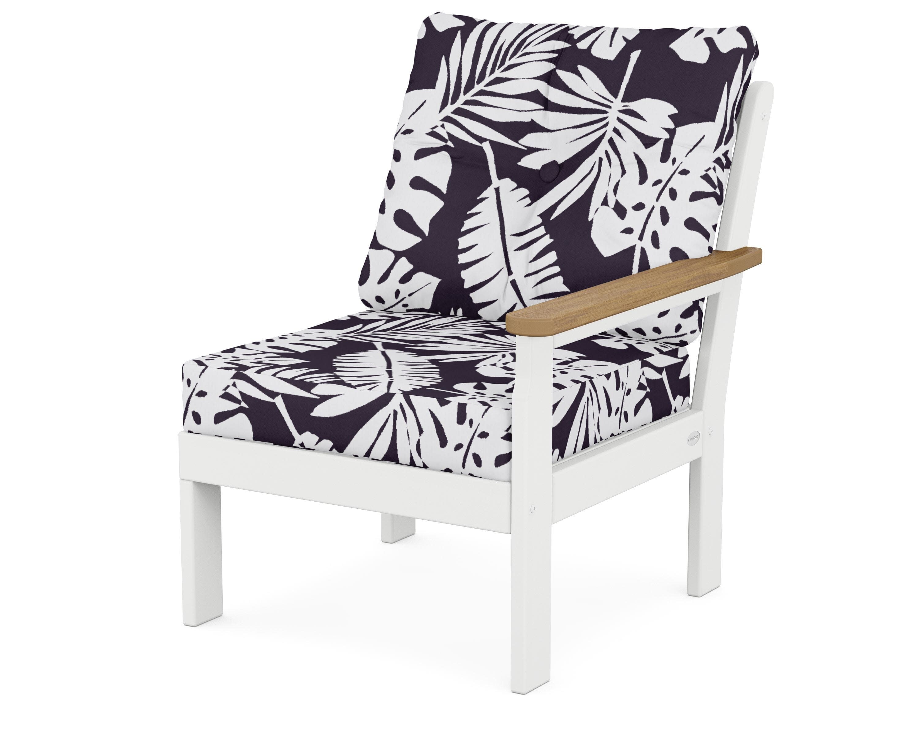 Vineyard Modular Right Arm Chair in White / Natural / Leaf Navy