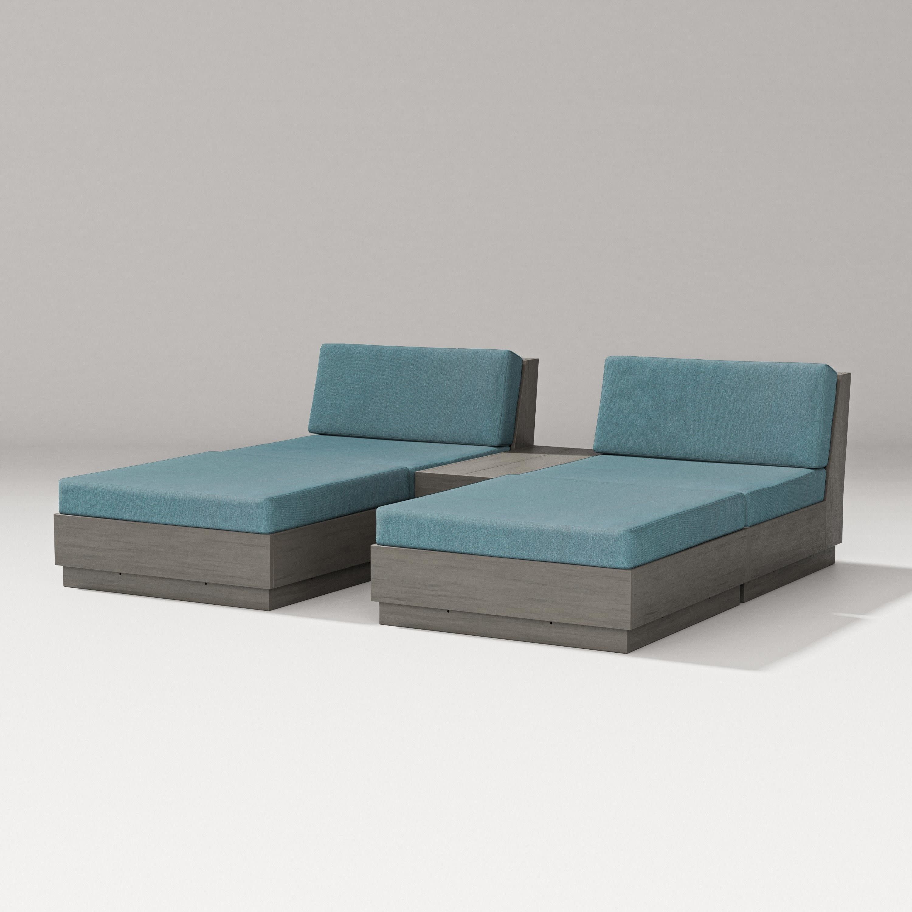 Elevate Double Chaise Set in Driftwood / Ocean Teal