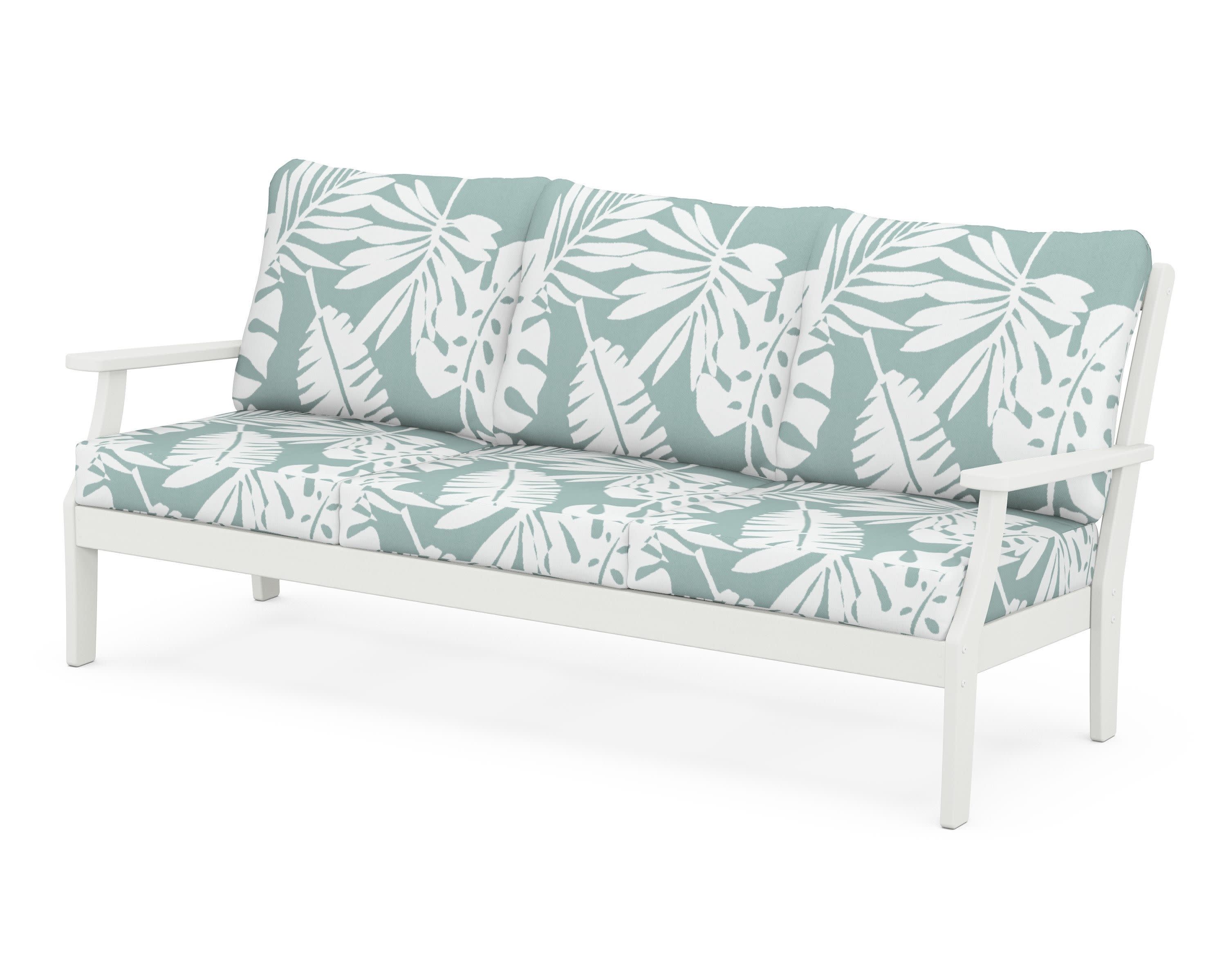 Braxton Deep Seating Sofa in Vintage White / Leaf Glacier Spa