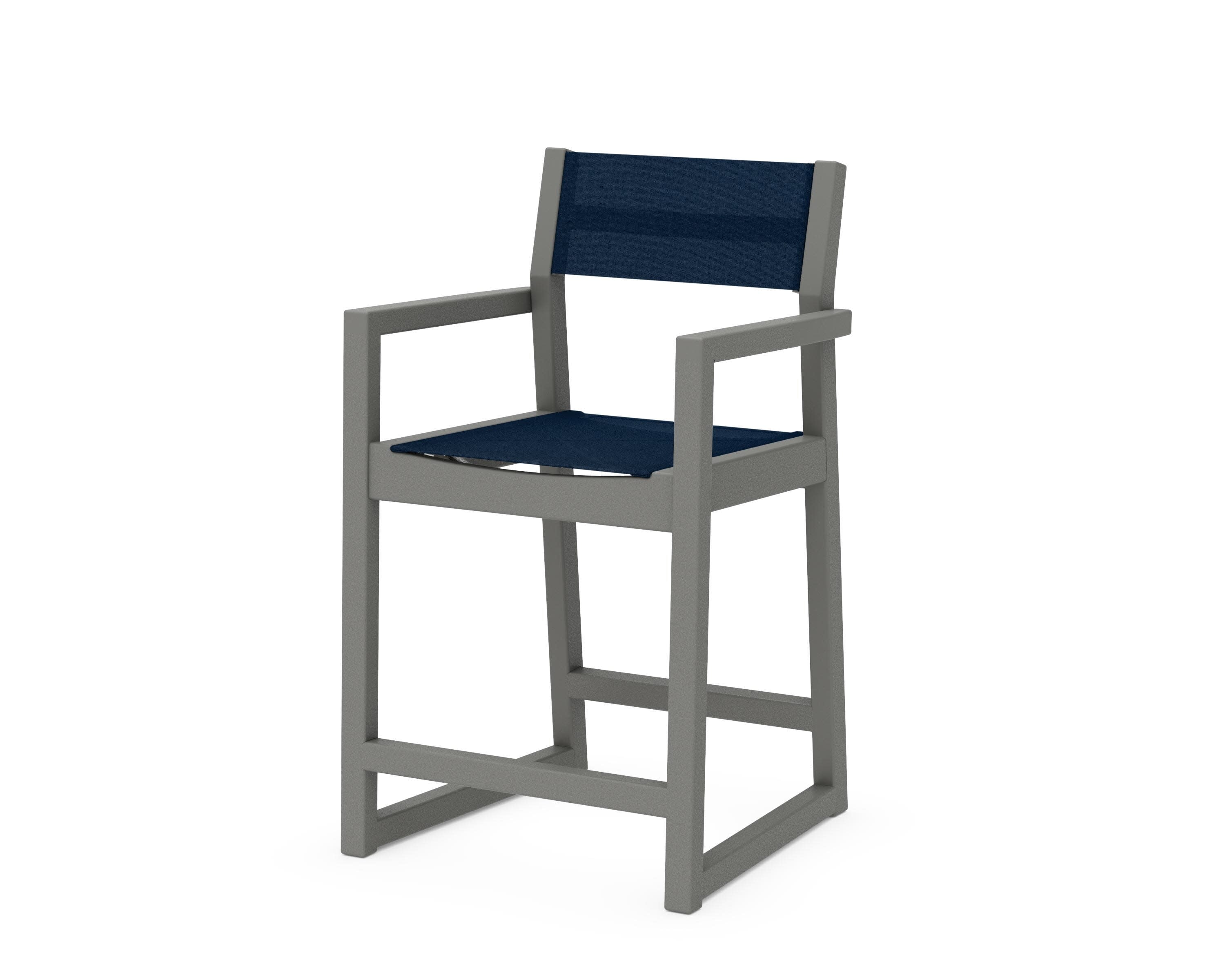EDGE Sling Counter Arm Chair in Slate Grey / Navy Blue Sling