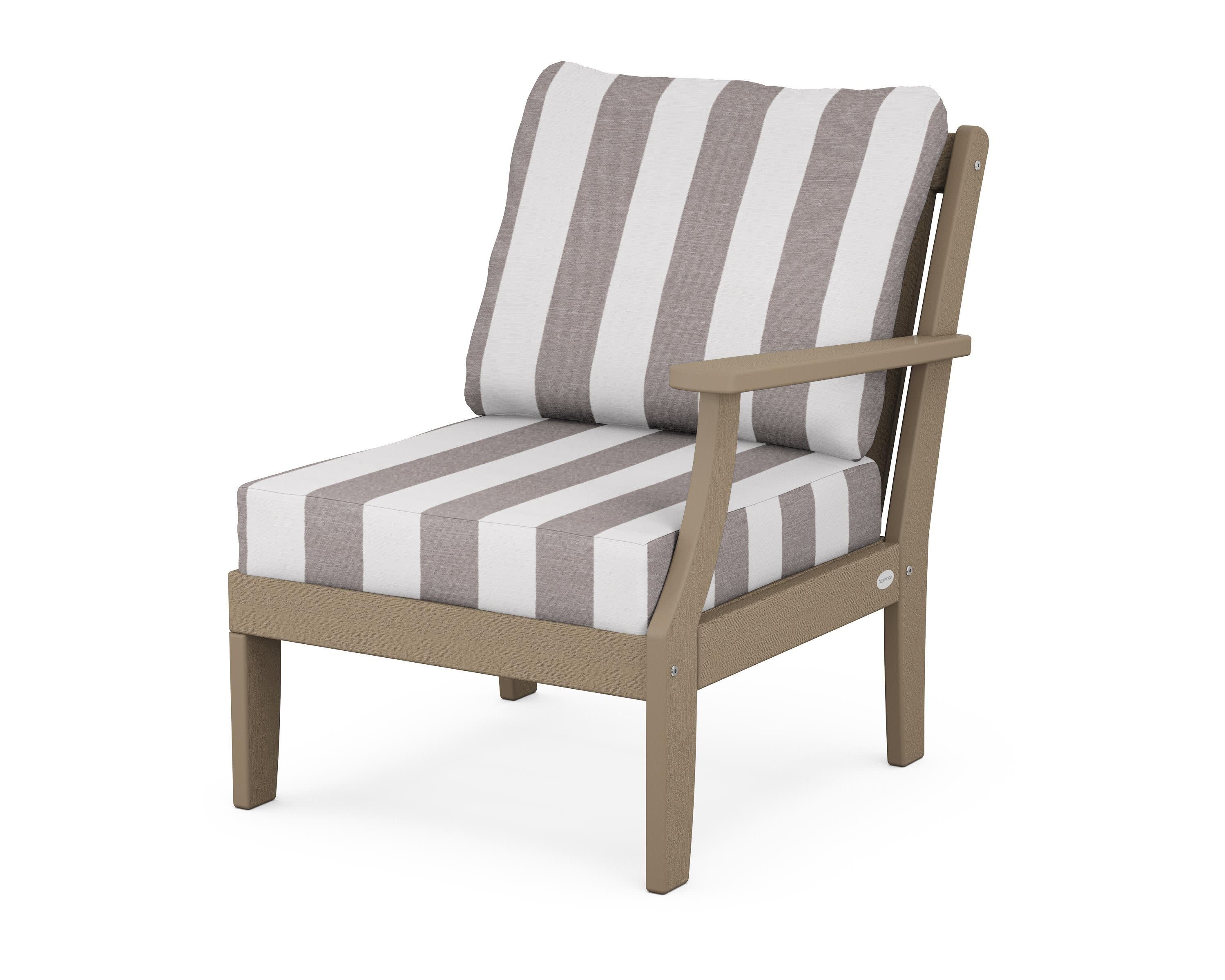 Braxton Modular Right Arm Chair in Vintage Sahara / Cabana Stripe Grey Mist